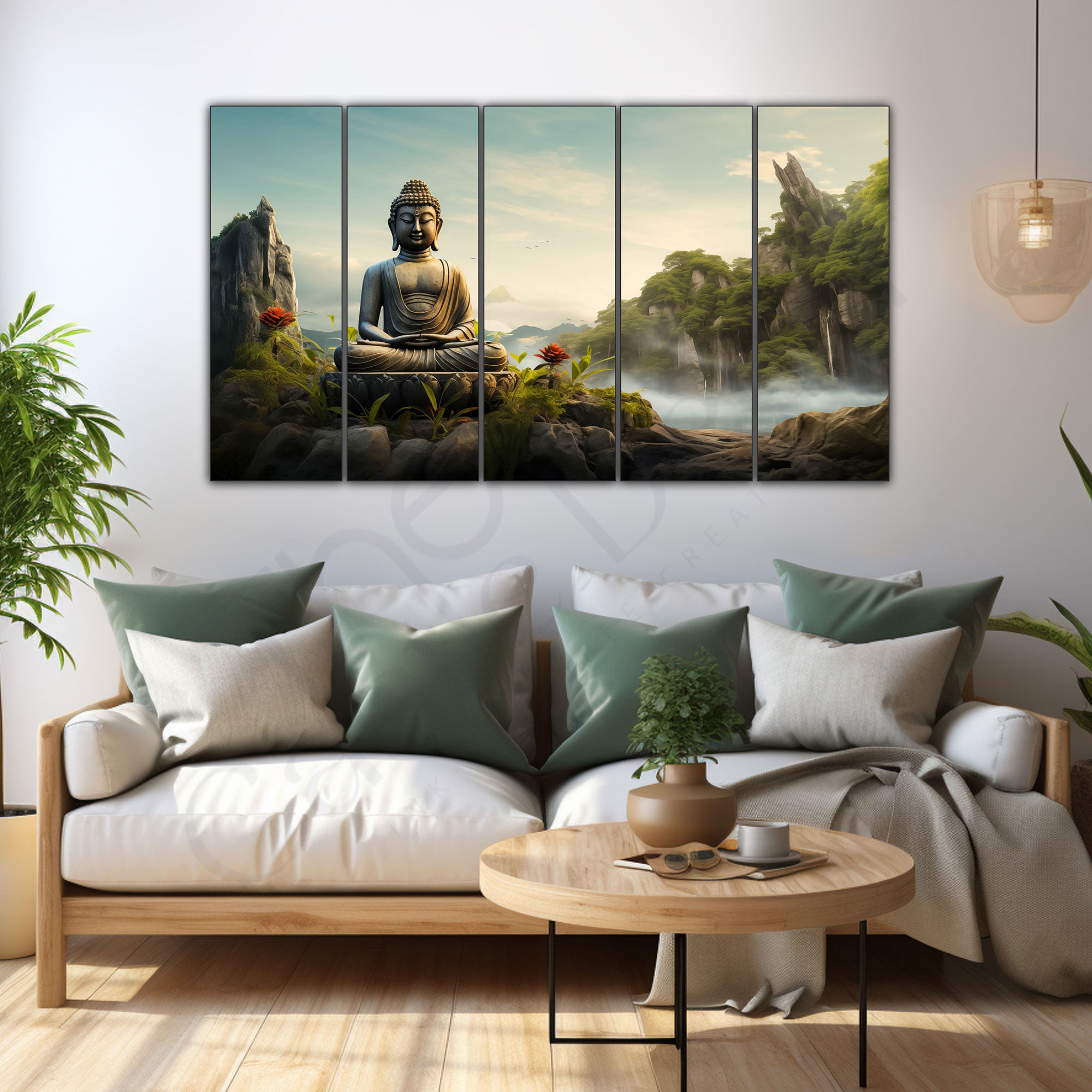Lord Budha Painting with frame Big Size Wall Art for living room,Bedroom,Drawing room,Hotels
