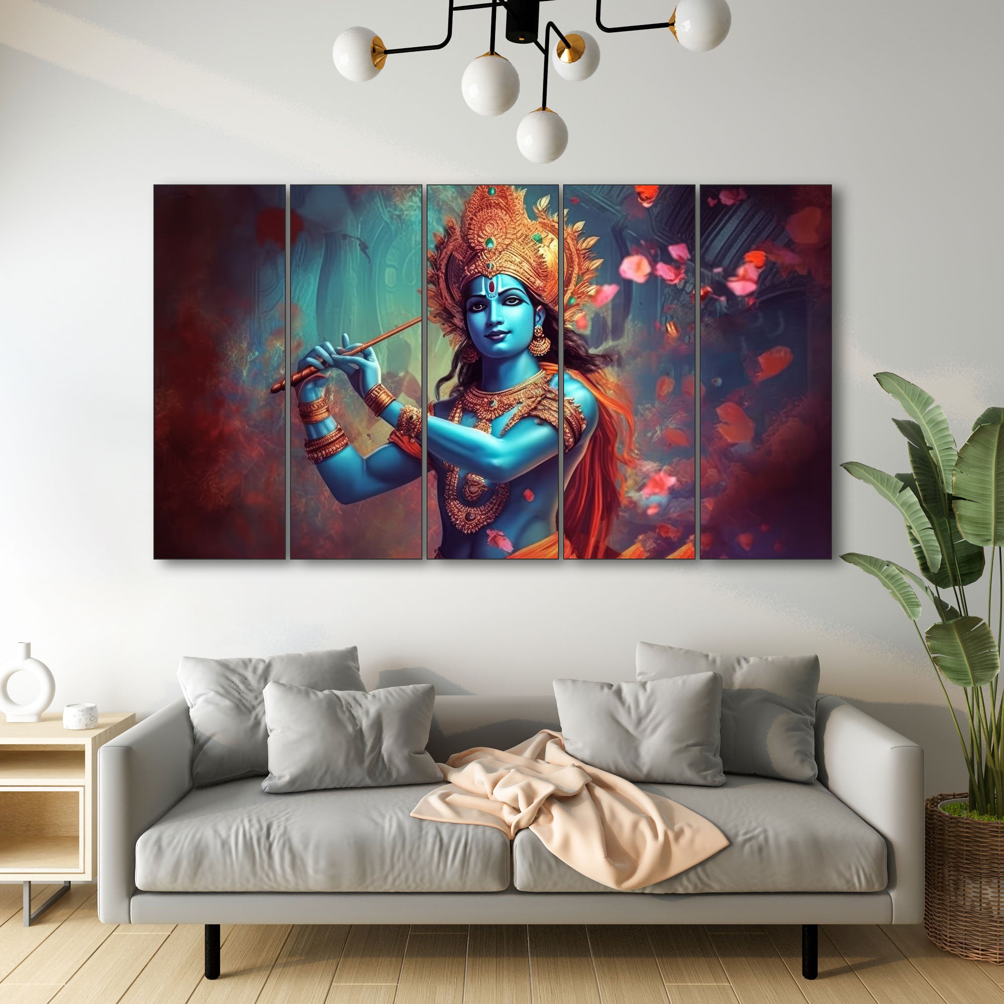 Krishna Ji Painting with frame Big Size Wall Art for living room,Bedroom,Drawing room,Hotels