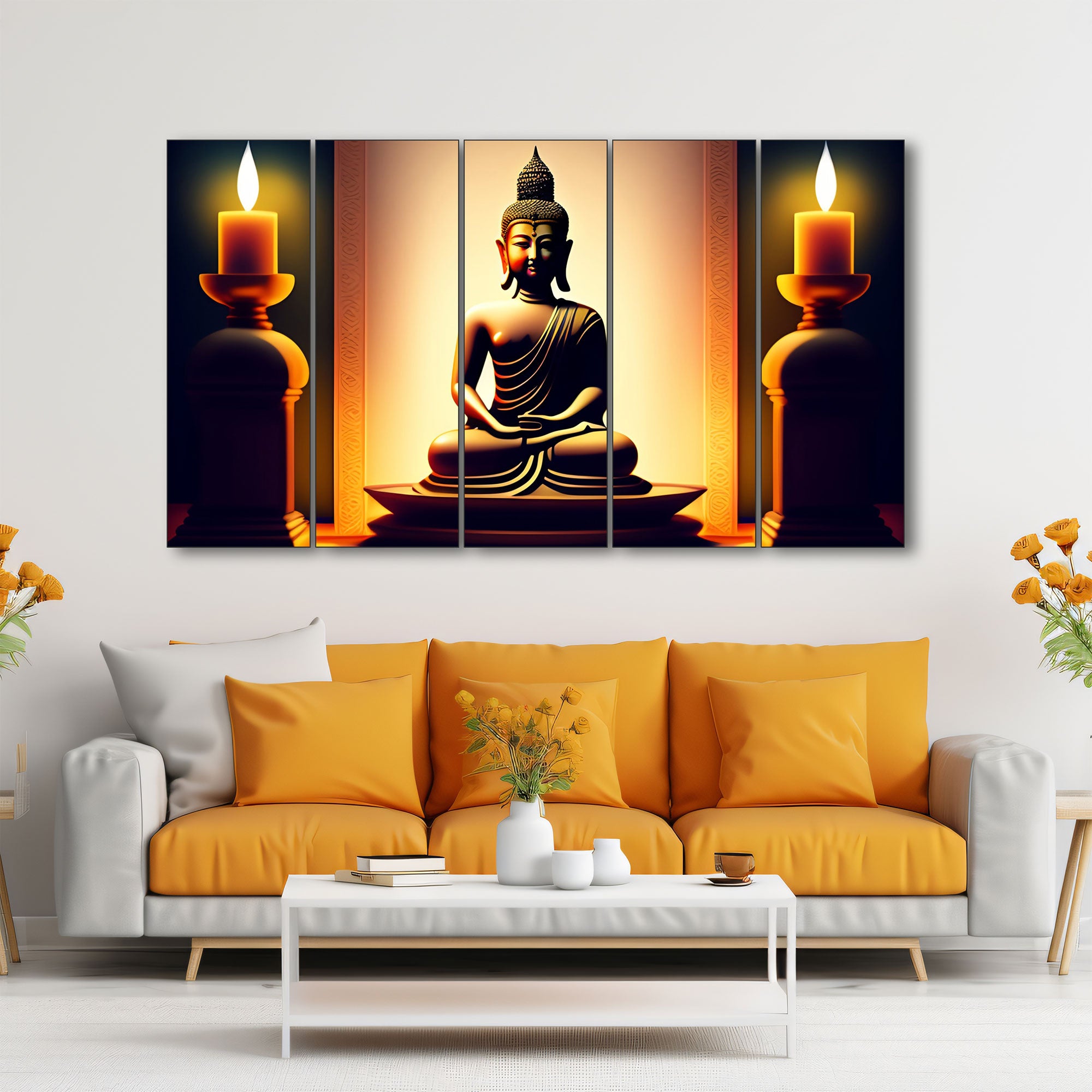 Lord Budha Painting with frame Big Size Wall Art for living room,Bedroom,Drawing room,Hotels