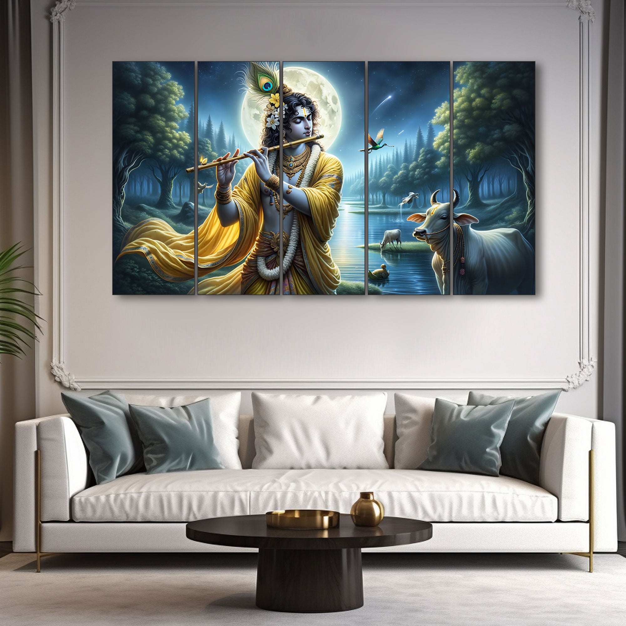Krishna Ji Painting with frame Big Size Wall Art for living room,Bedroom,Drawing room,Hotels 27x48"