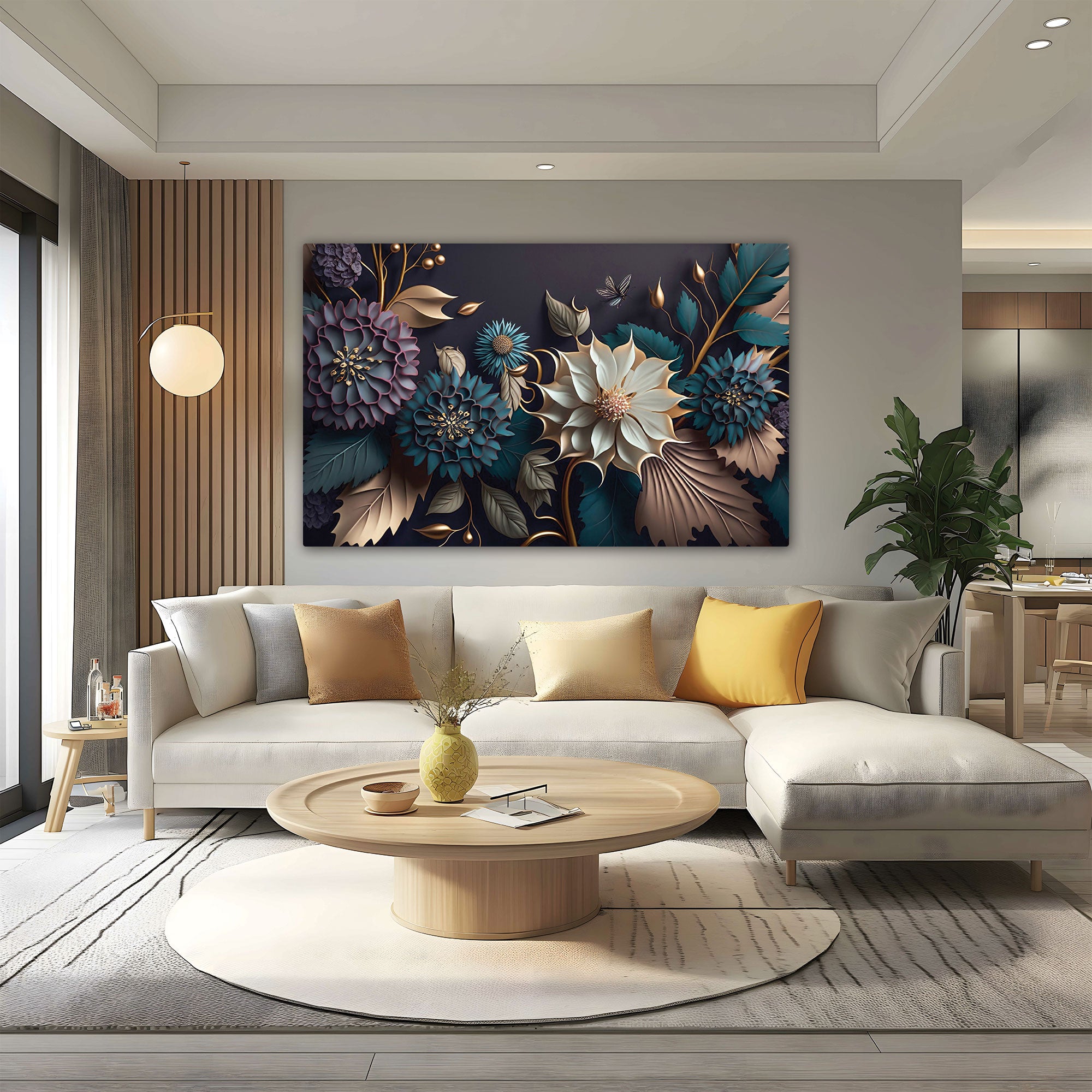 3D flowers Canvas painting with frame Big Size Wall Art for living room,Bedroom,Drawing room,Hotels