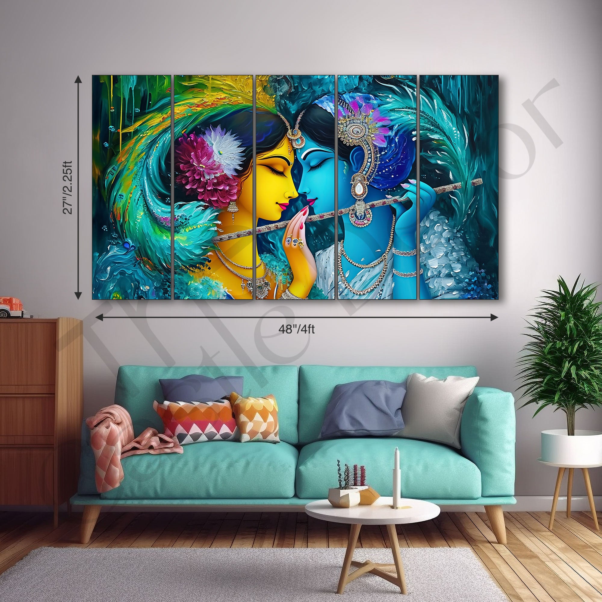 Radha Krishna Painting with frame Big Size Wall Art for living room,Bedroom,Drawing room,Hotels