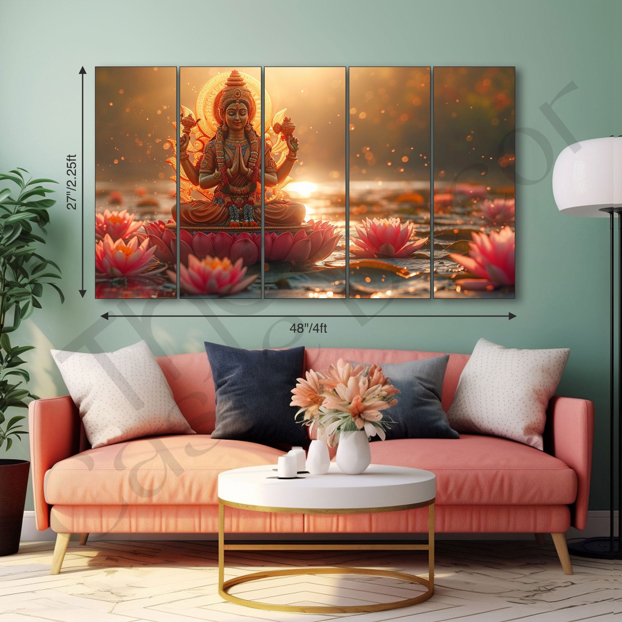 Goddess Laxmi ji Painting with frame Big Size Wall Art for living room,Bedroom,Drawing room,Hotels