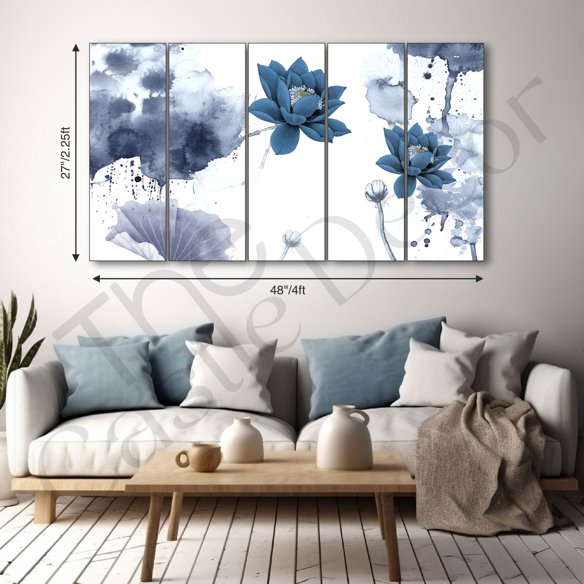 Lotus Painting with frame Big Size Wall Art for living room,Bedroom,Drawing room,Hotels
