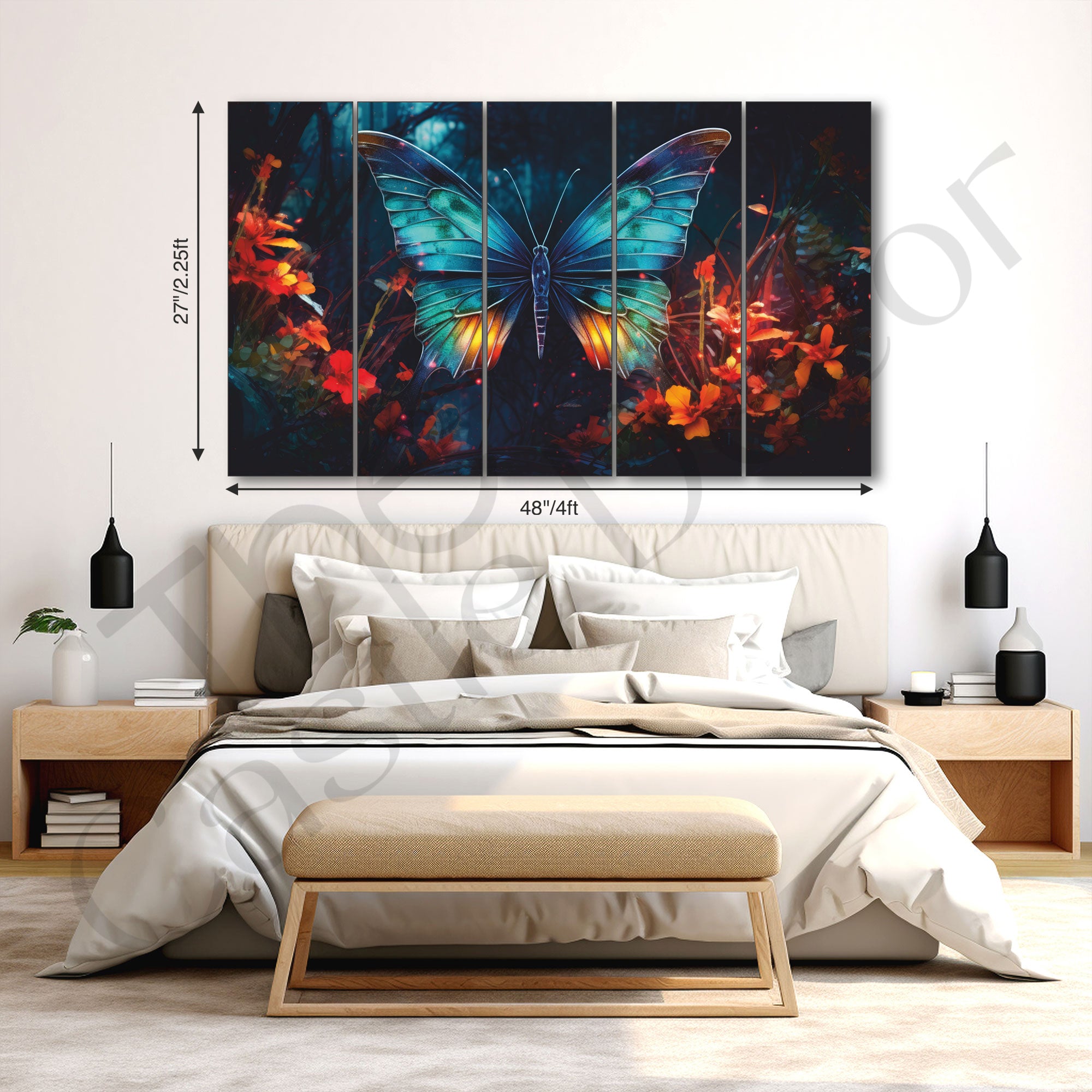 Butterflies Painting with frame Big Size Wall Art for living room,Bedroom,Drawing room,Hotels
