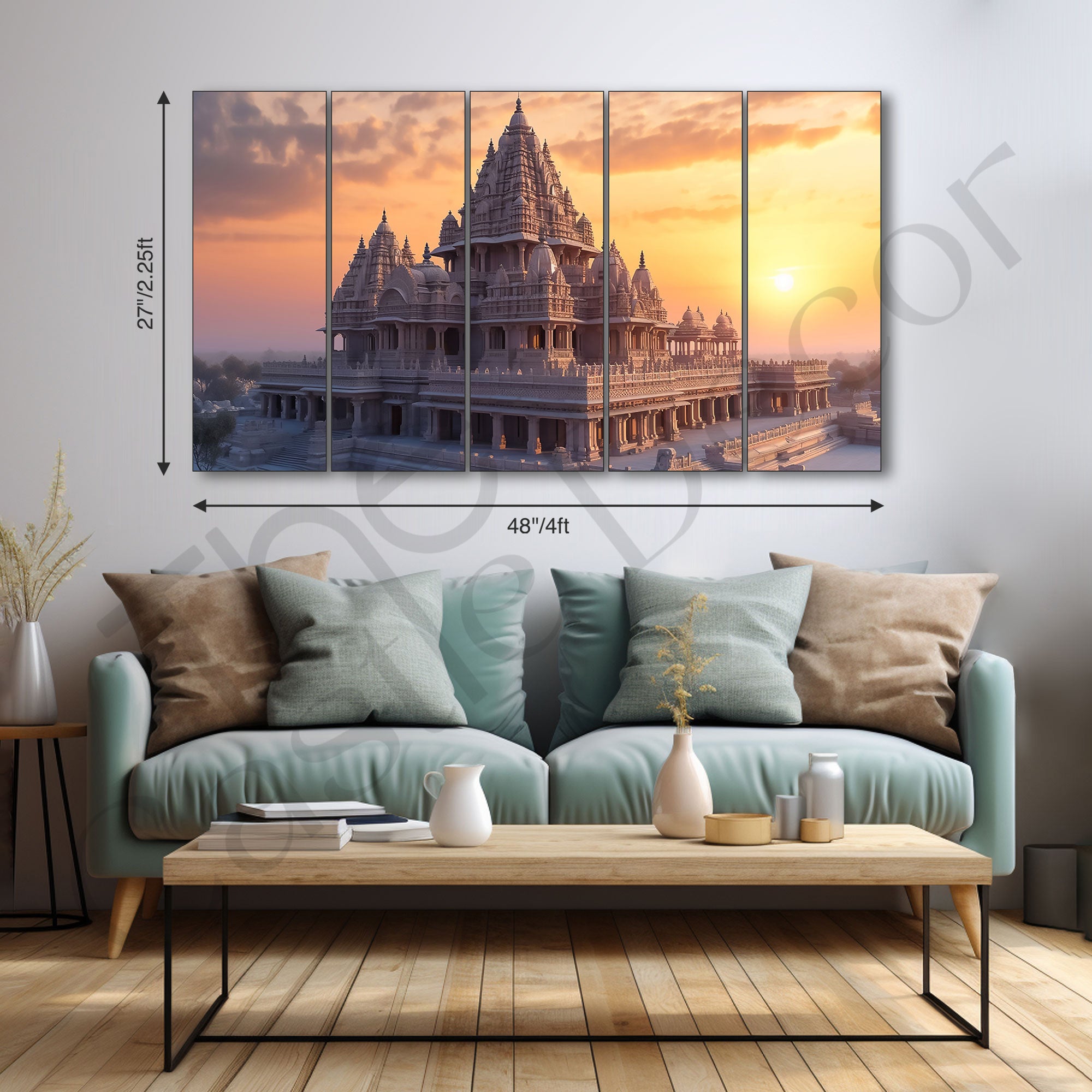 Ram Mandir Painting with frame Big Size Wall Art for living room,Bedroom,Drawing room,Hotels
