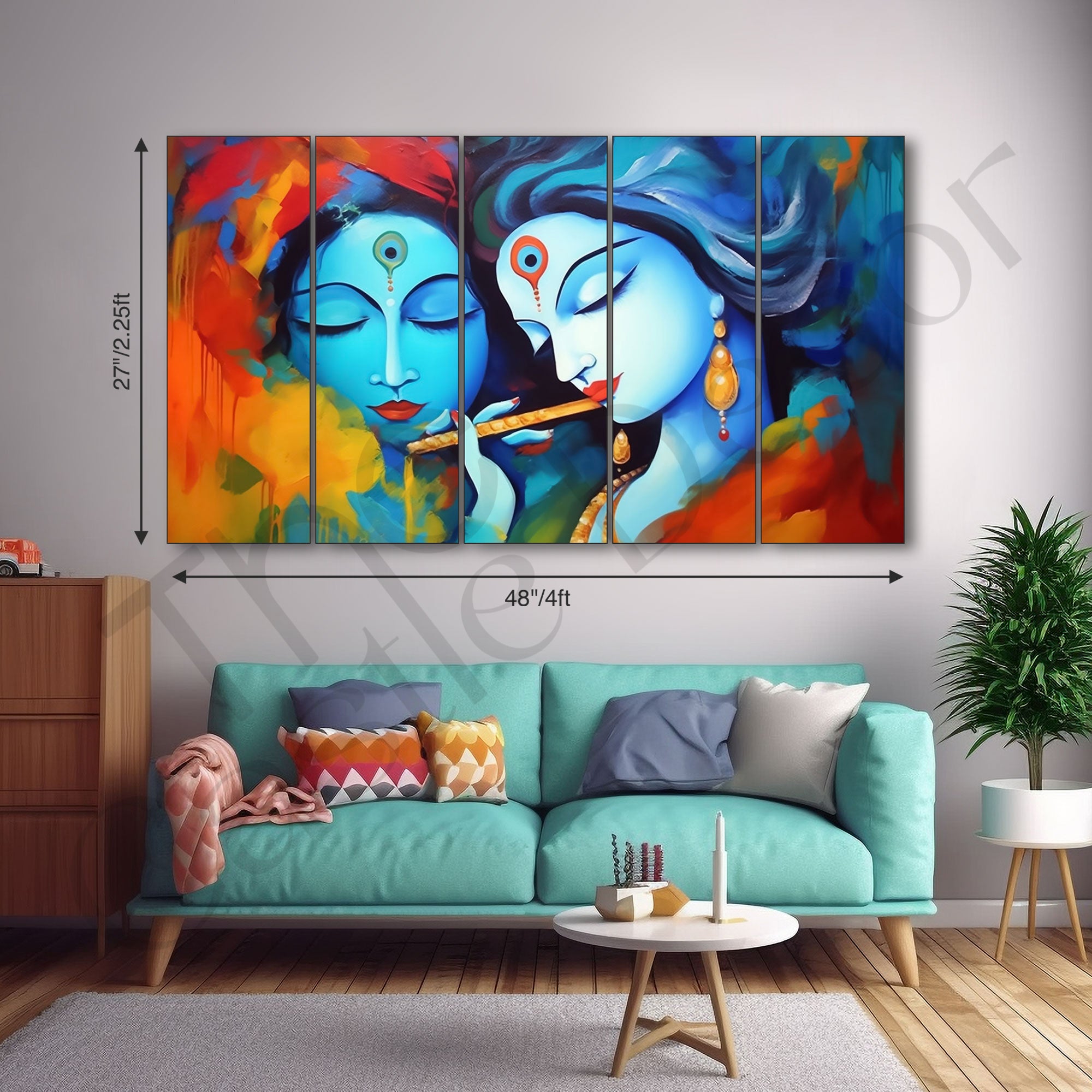 Radha Krishna Painting with frame Big Size Wall Art for living room,Bedroom,Drawing room,Hotels
