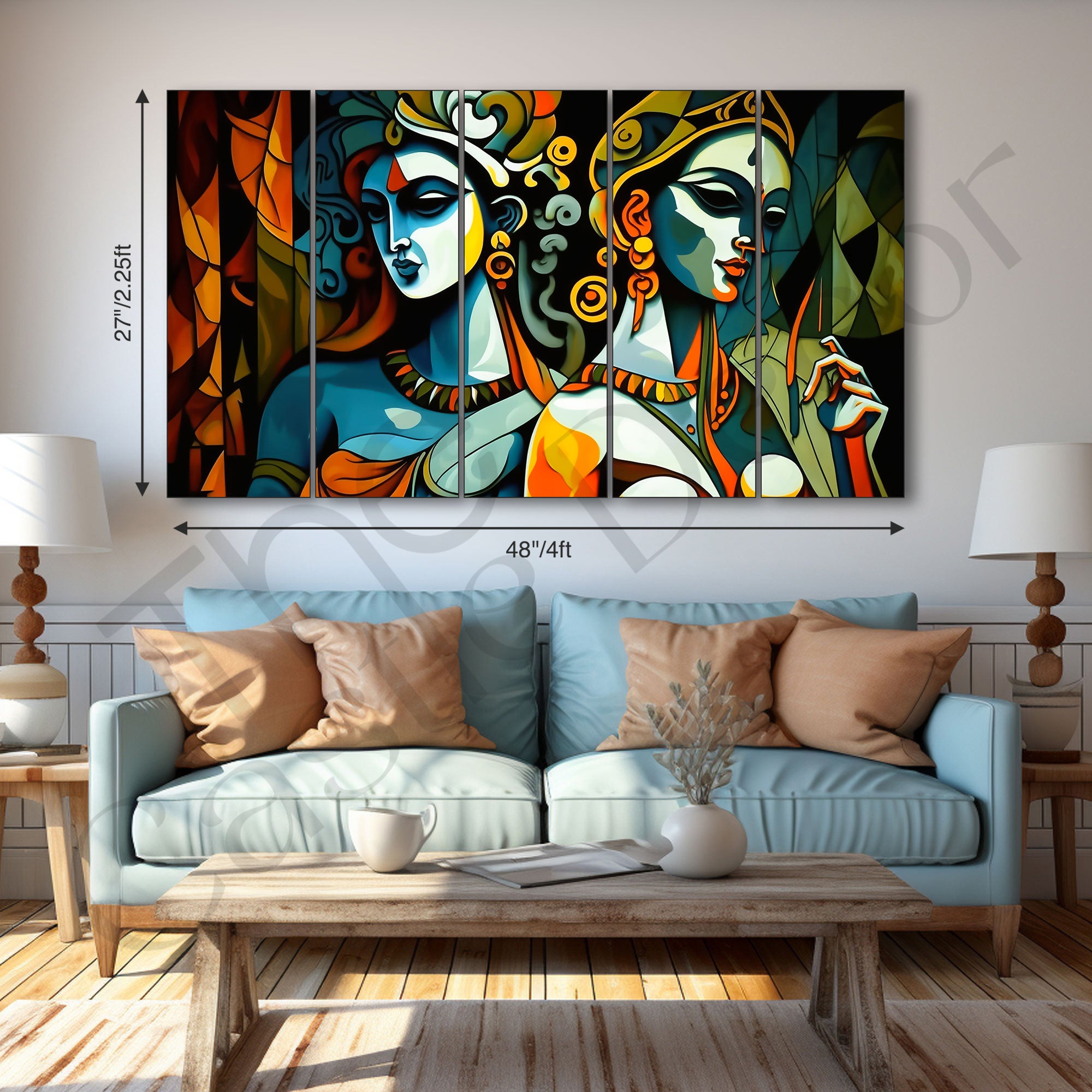 Radha Krishna Painting with frame Big Size Wall Art for living room,Bedroom,Drawing room,Hotels