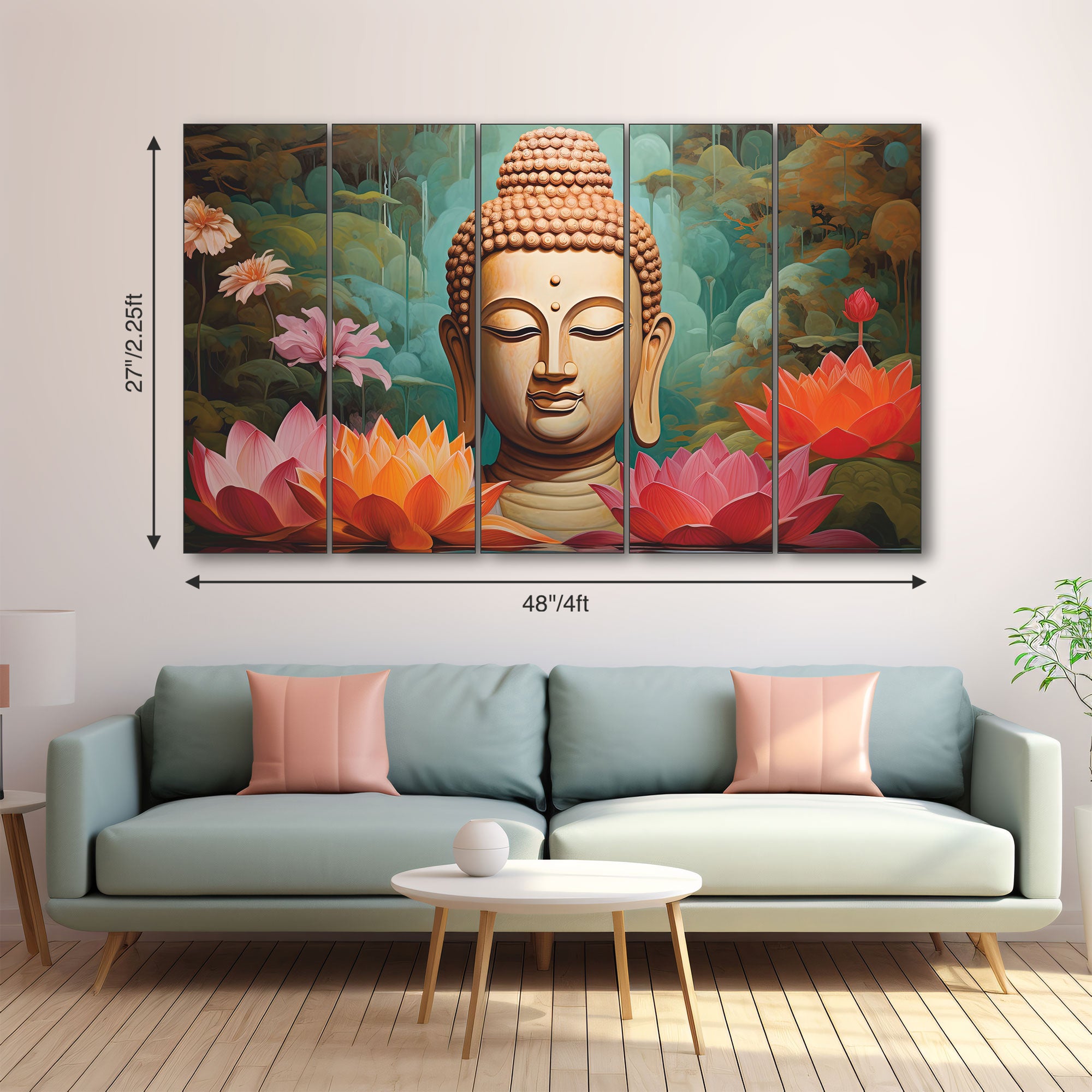 Lord Budha Painting with frame Big Size Wall Art for living room,Bedroom,Drawing room,Hotels