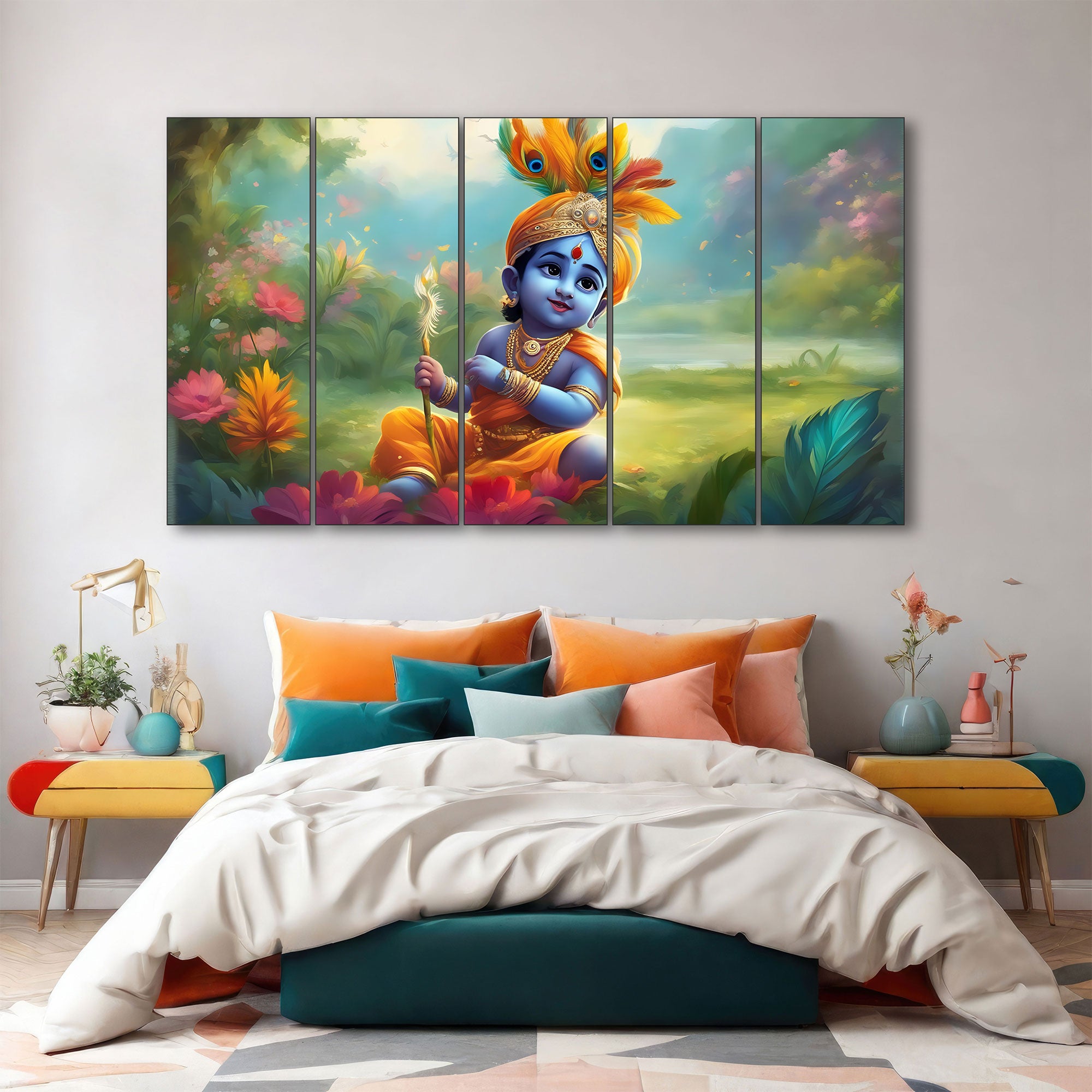 Bal Gopal Painting with frame Big Size Wall Art for living room,Bedroom,Drawing room,Hotels