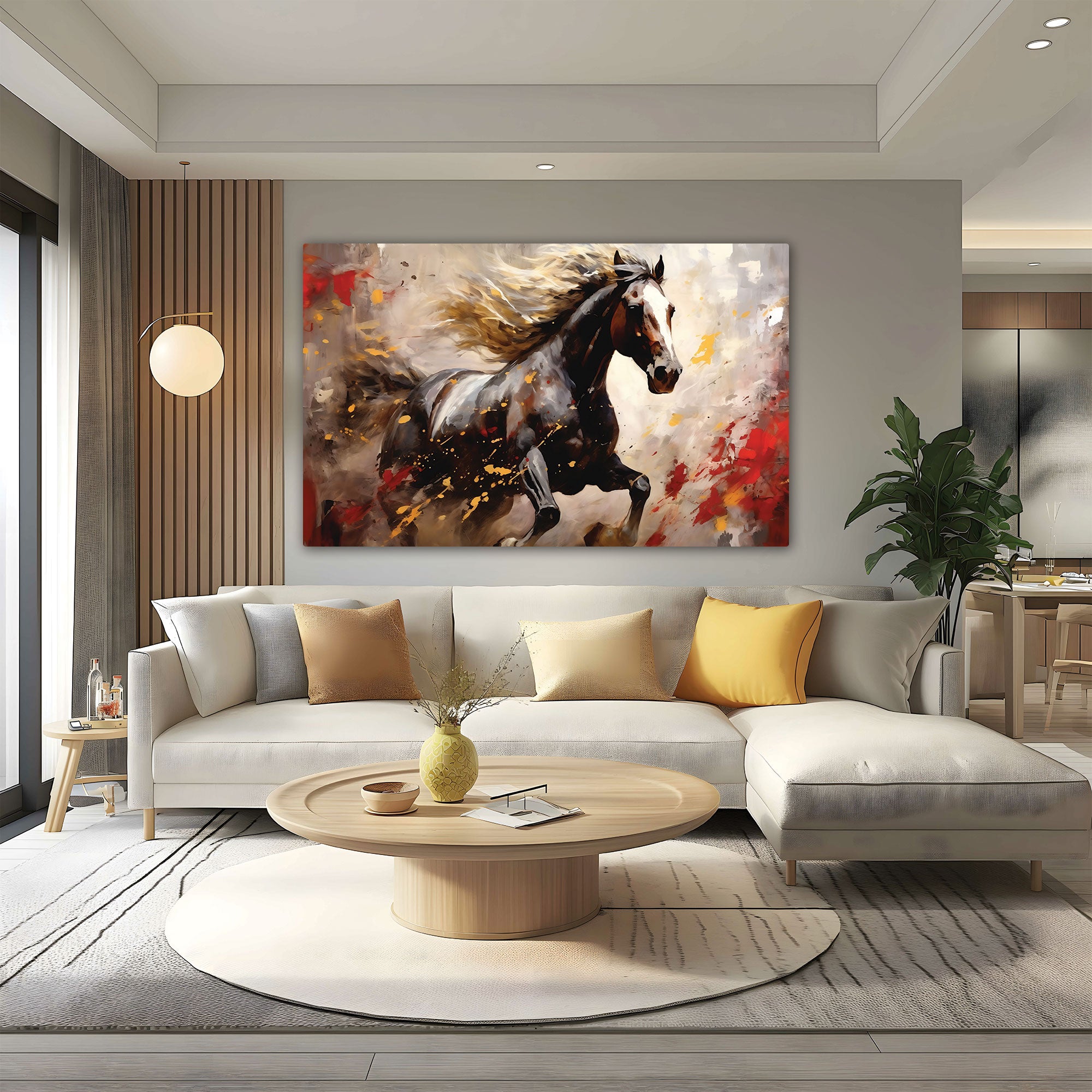 Modern horse Canvas painting with frame Big Size Wall Art for living room,Bedroom,Drawing room,Hotels