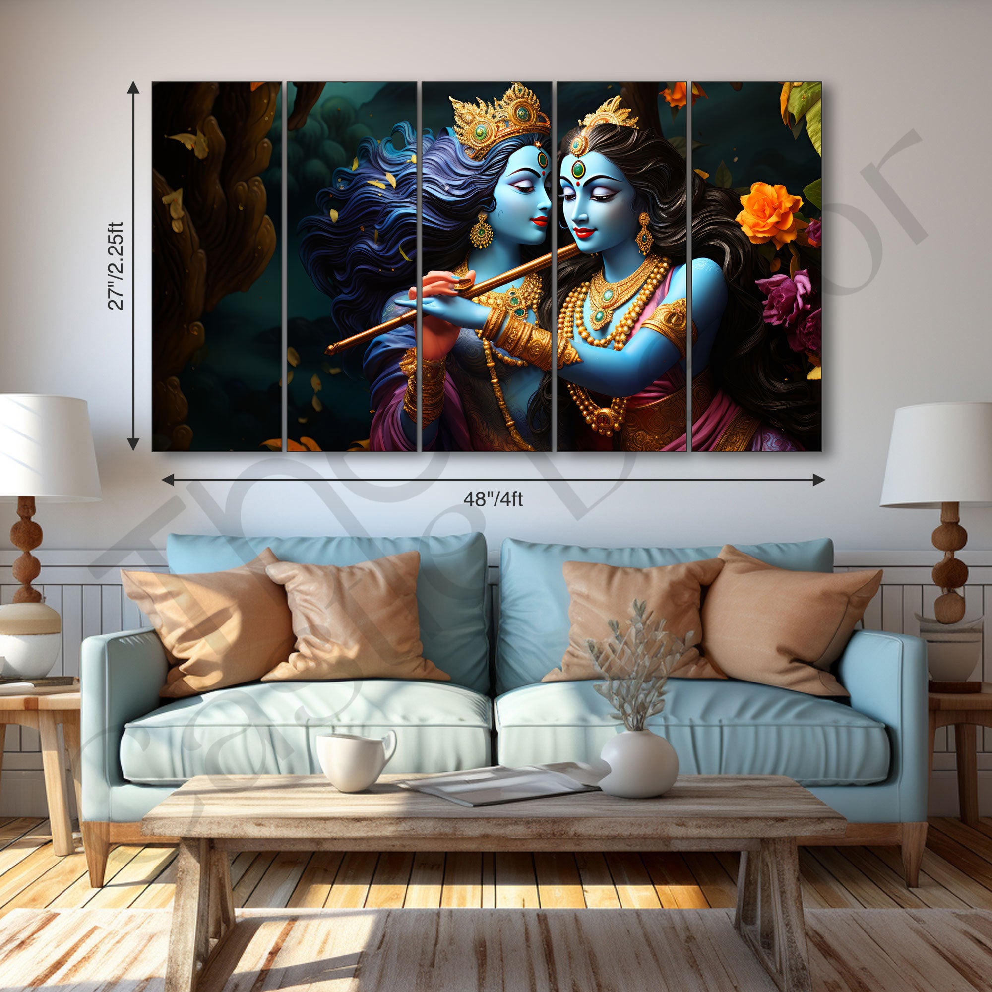 Radha Krishna Painting with frame Big Size Wall Art for living room,Bedroom,Drawing room,Hotels