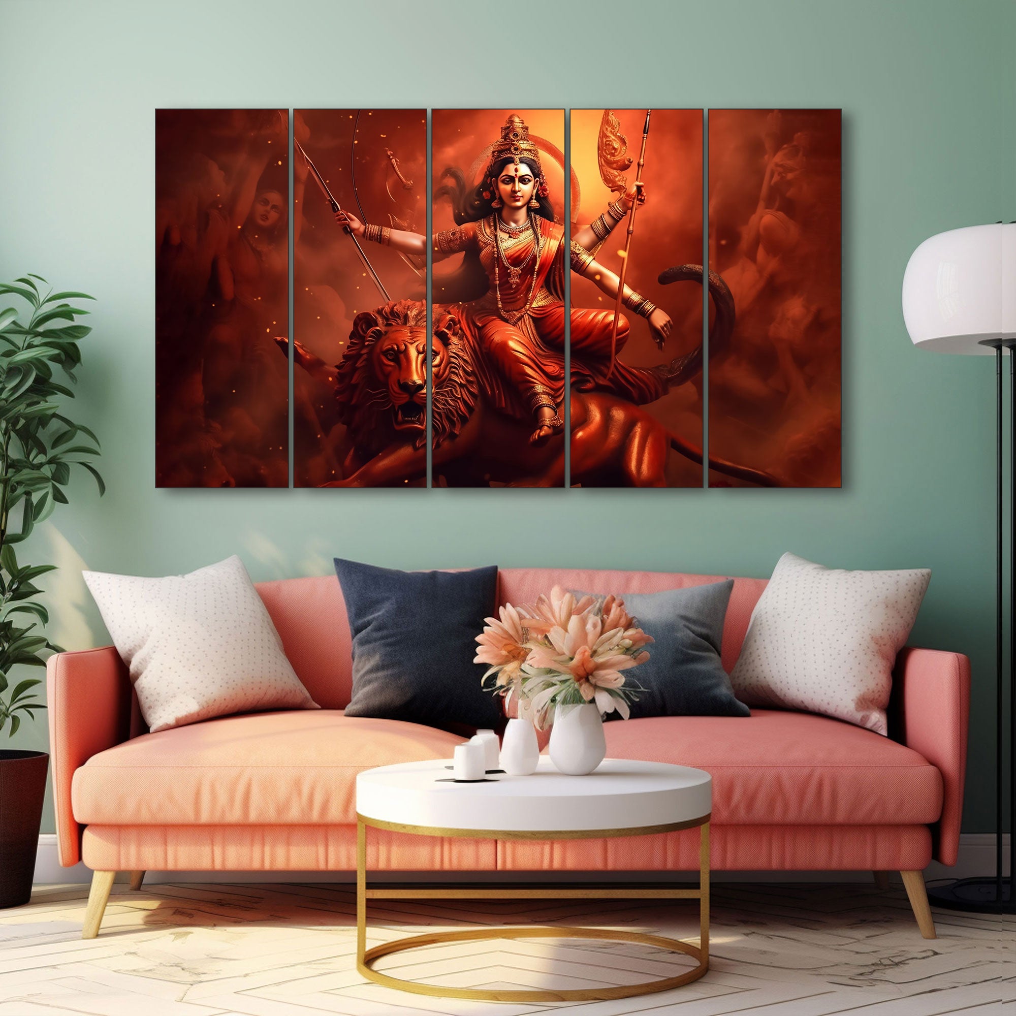 Jai Maa Durga Painting with frame Big Size Wall Art for living room,Bedroom,Drawing room,Hotels