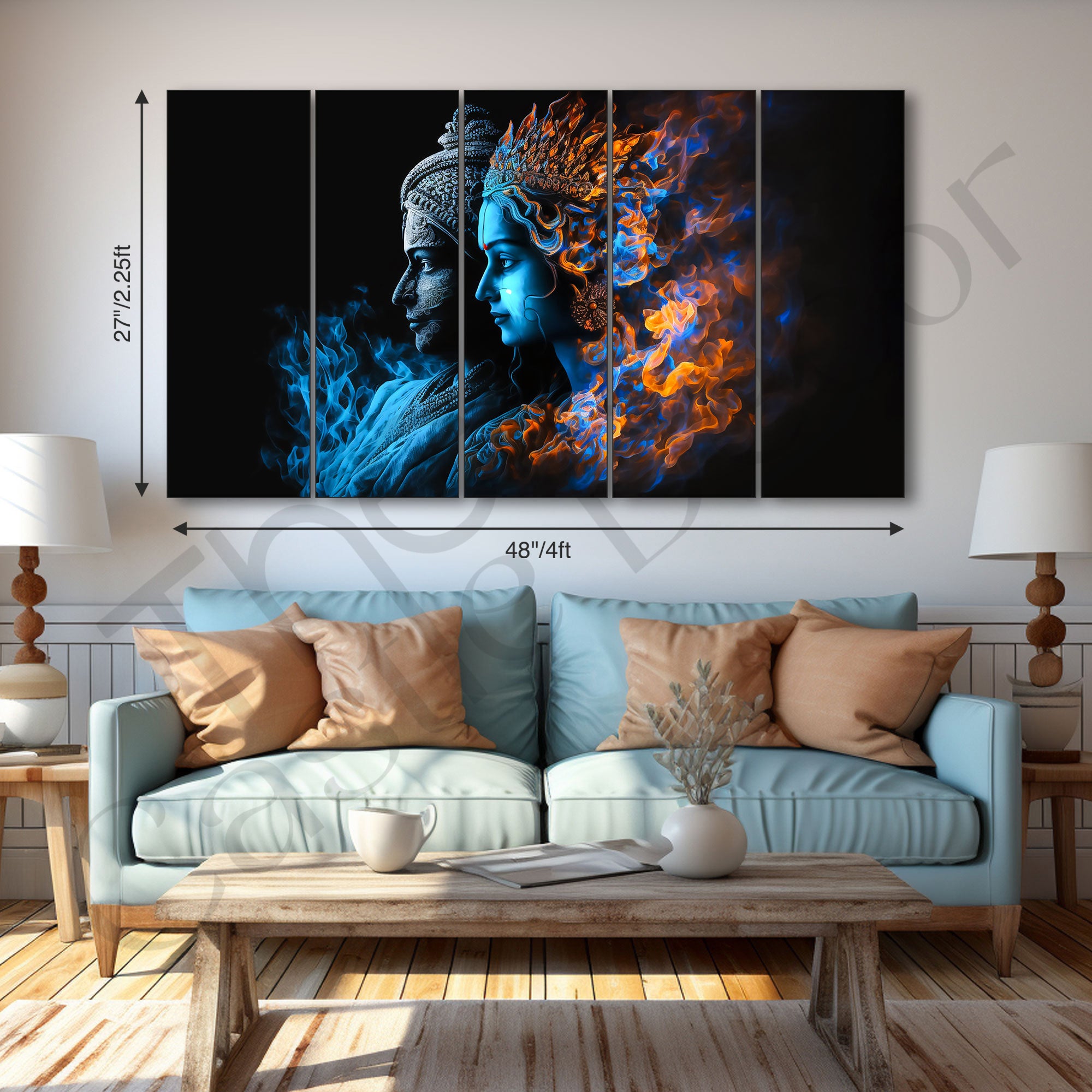Radha Krishna Painting with frame Big Size Wall Art for living room,Bedroom,Drawing room,Hotels