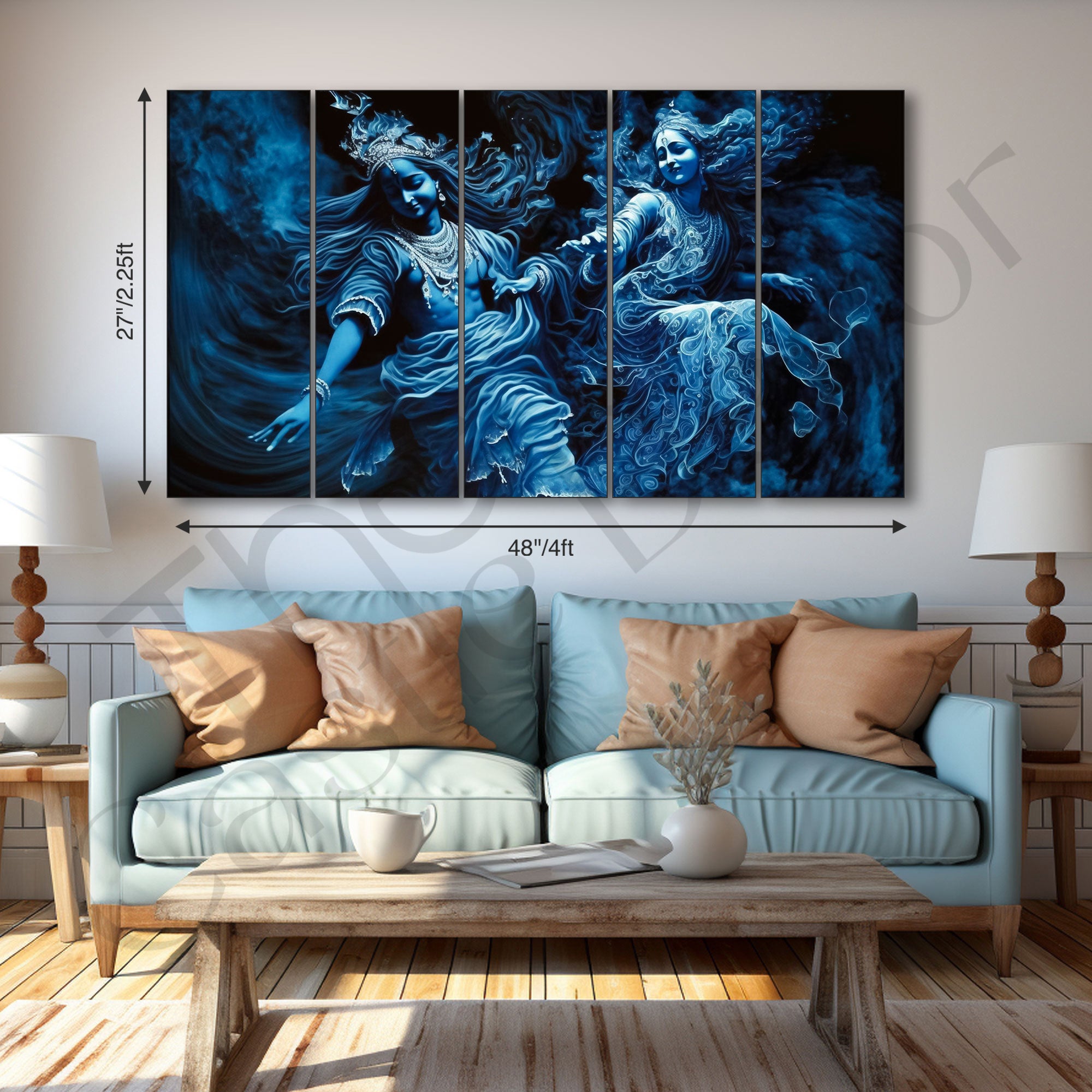 Radha Krishna Painting with frame Big Size Wall Art for living room,Bedroom,Drawing room,Hotels