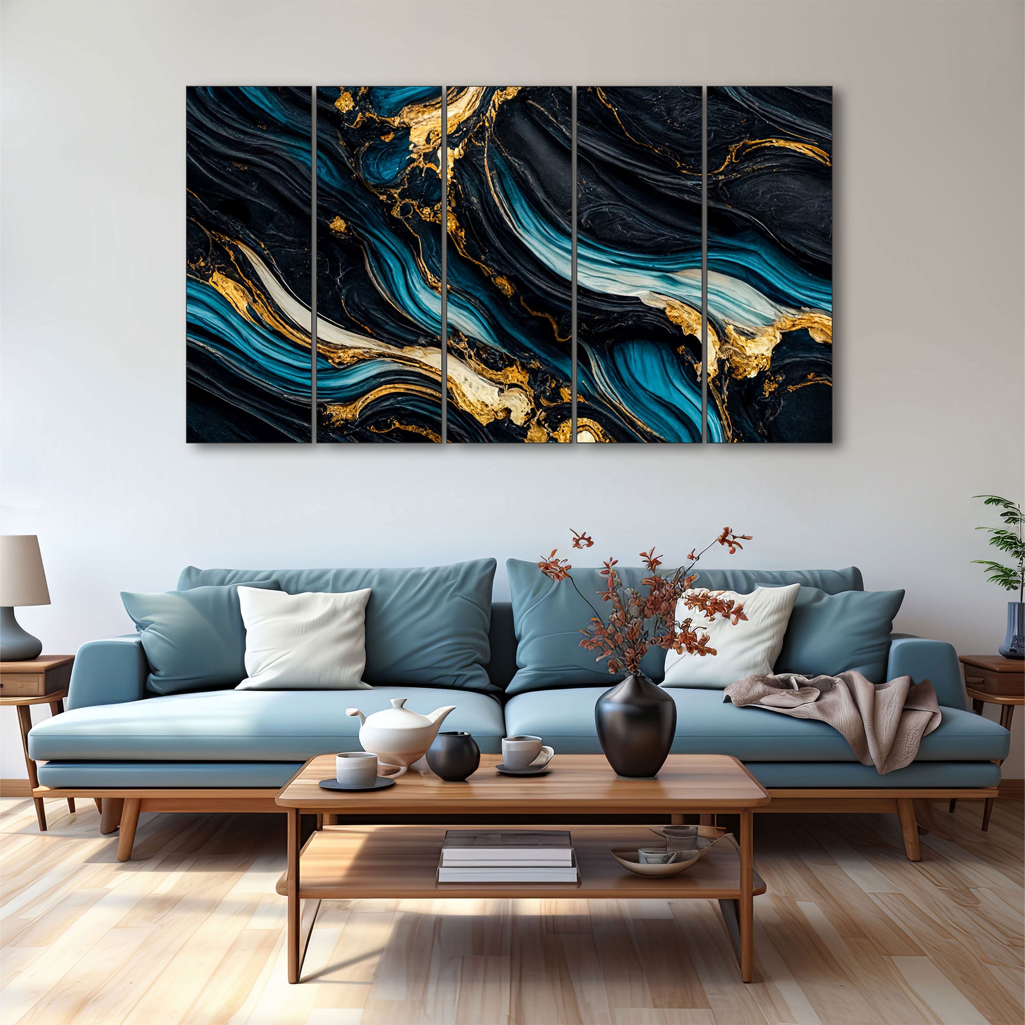 Marble Abstract Painting with frame Big Size Wall Art for living room,Bedroom,Drawing room,Hotels 27x48"
