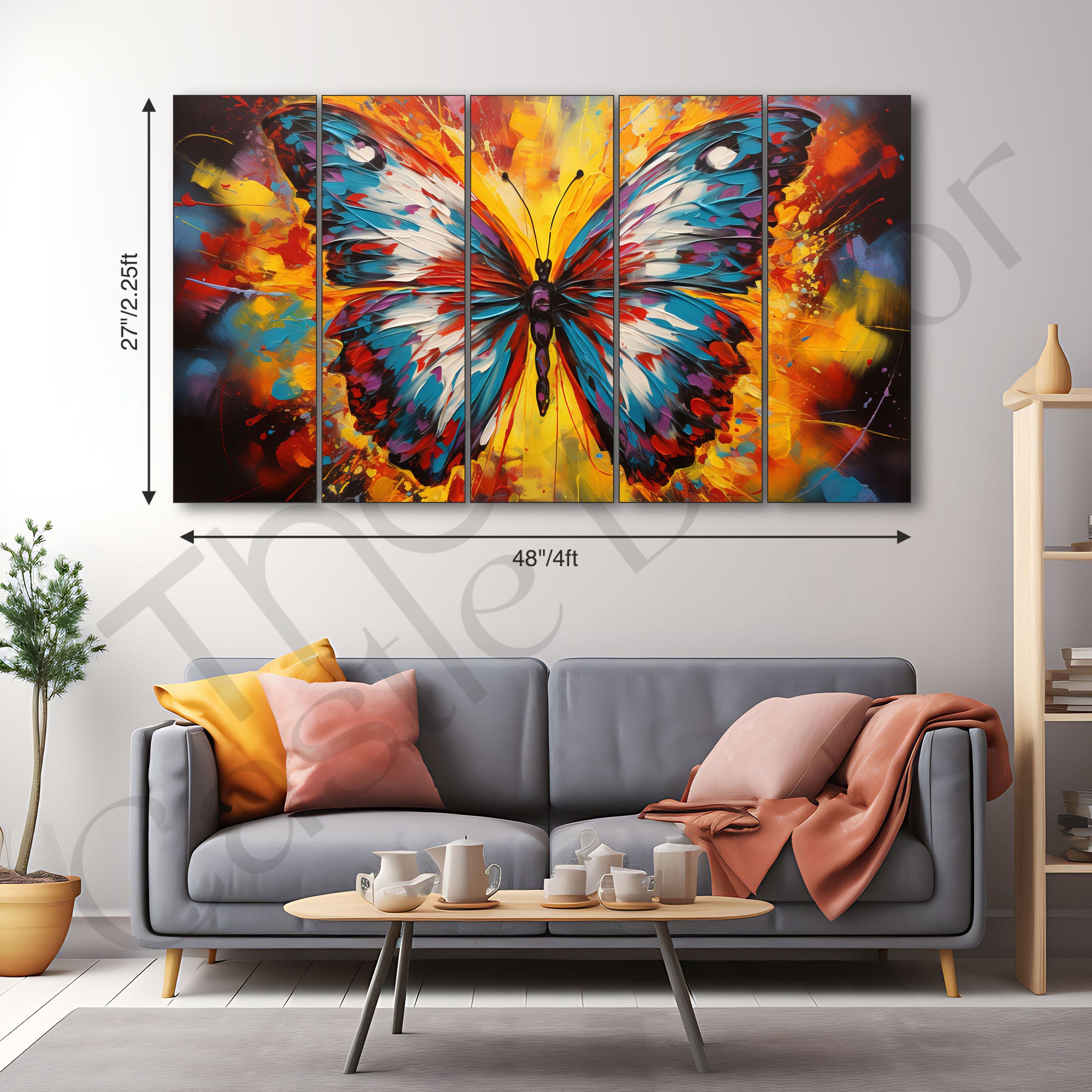 Butterflies Painting with frame Big Size Wall Art for living room,Bedroom,Drawing room,Hotels