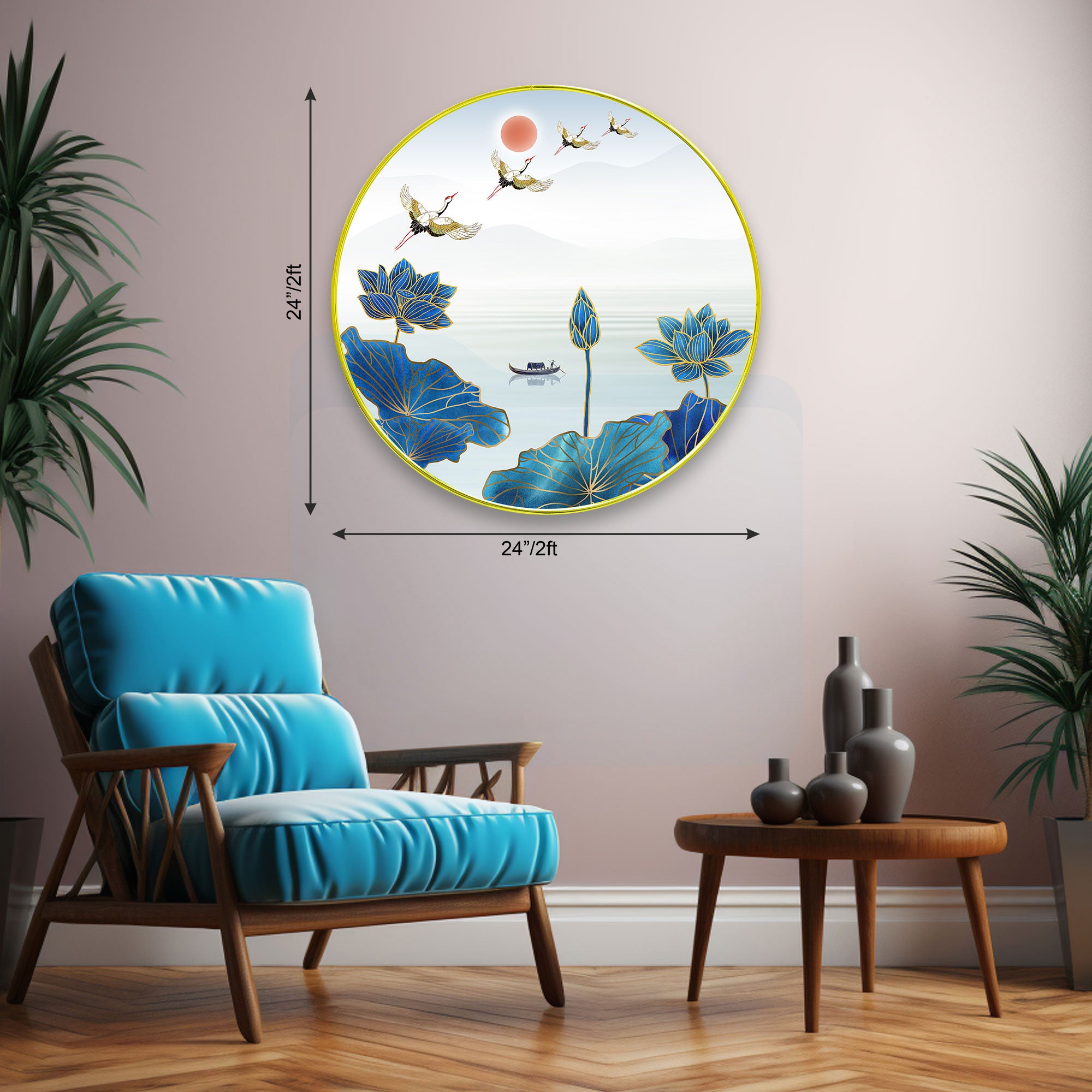 Flowers Sparkle Wooden Wall Plate for Home Decoration Art-11