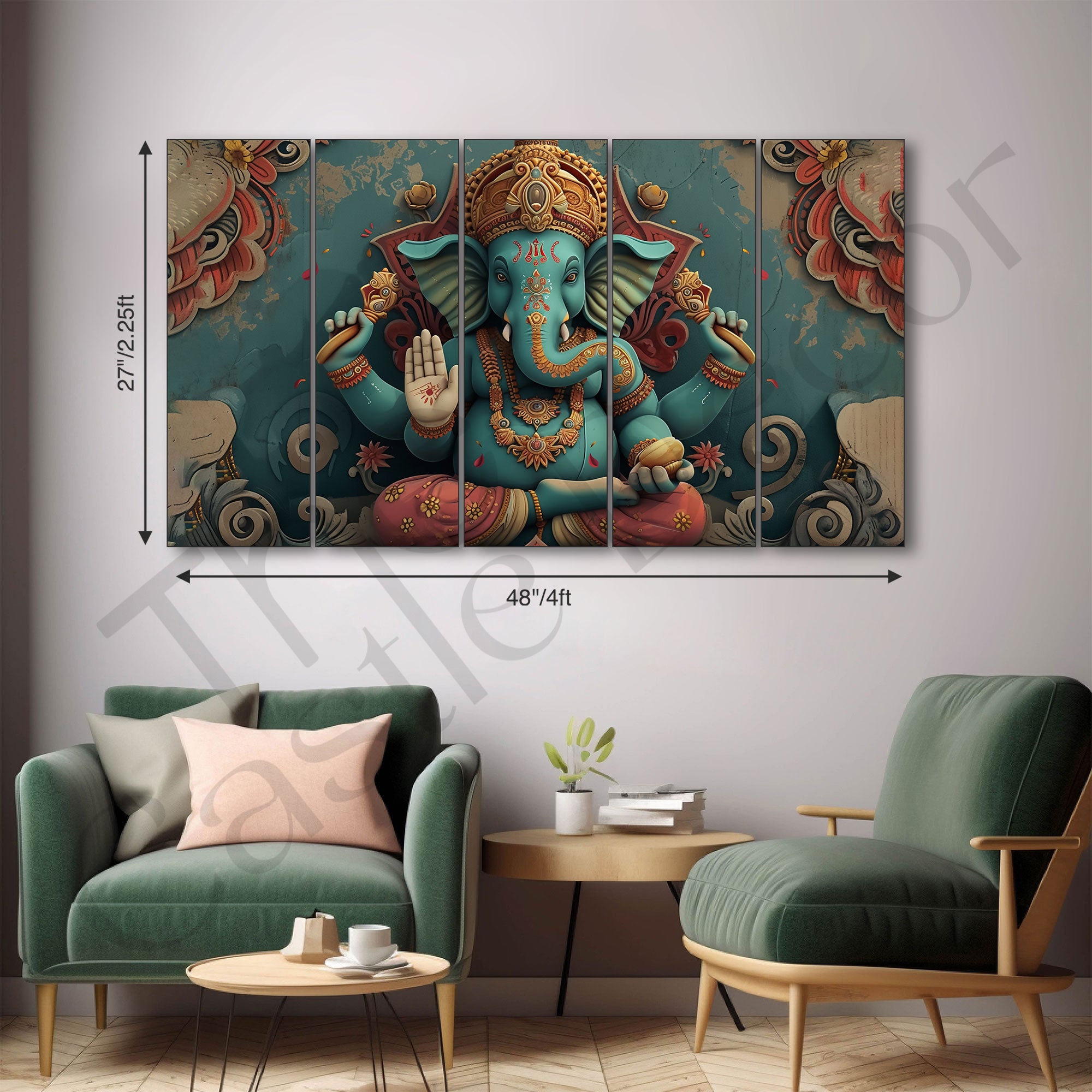 Lord Ganesha Painting with frame Big Size Wall Art for living room,Bedroom,Drawing room,Hotels