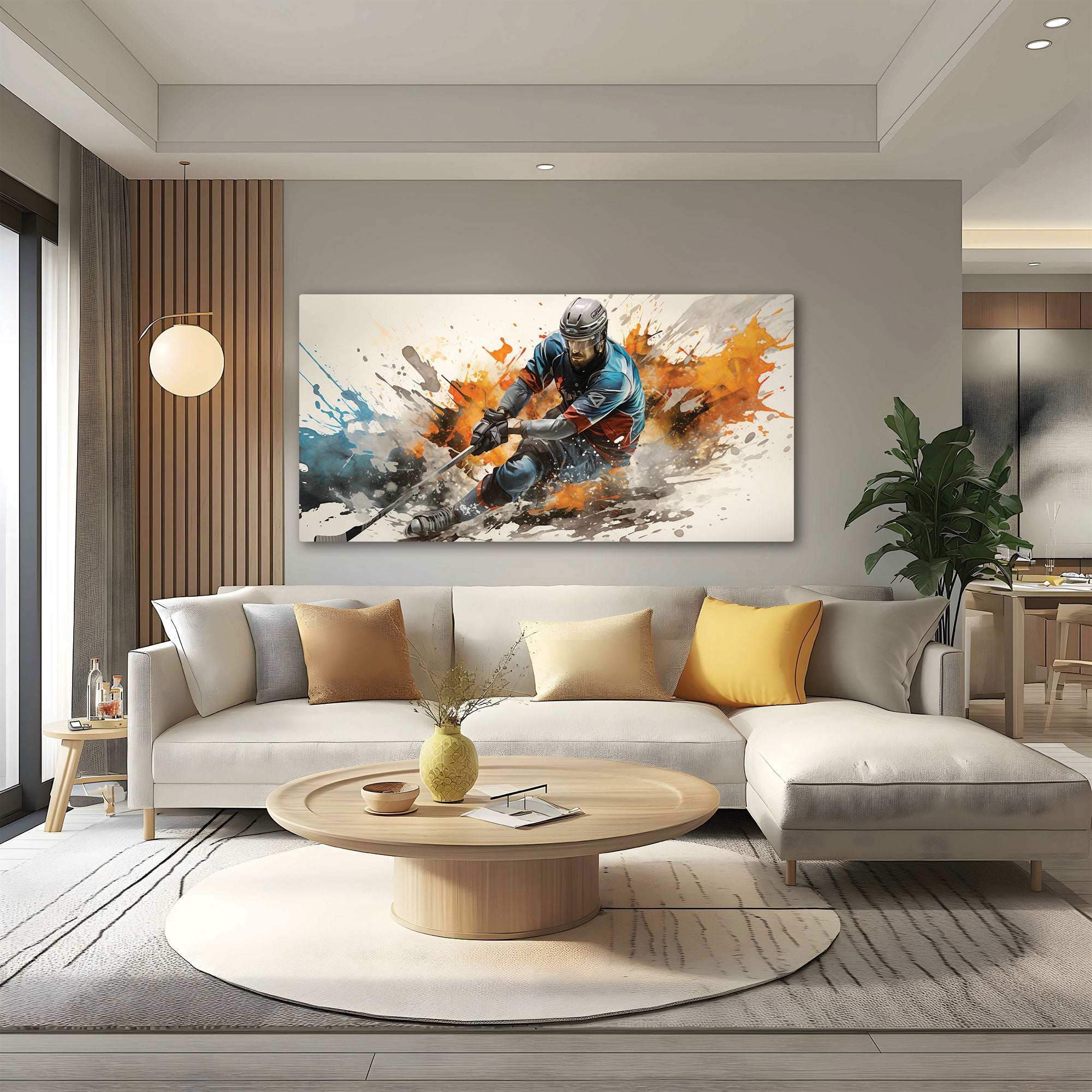 Ppanoramic hockeyAbstract Canvas painting Big Size Wall Art for living room,Bedroom,Drawing room,Hotels