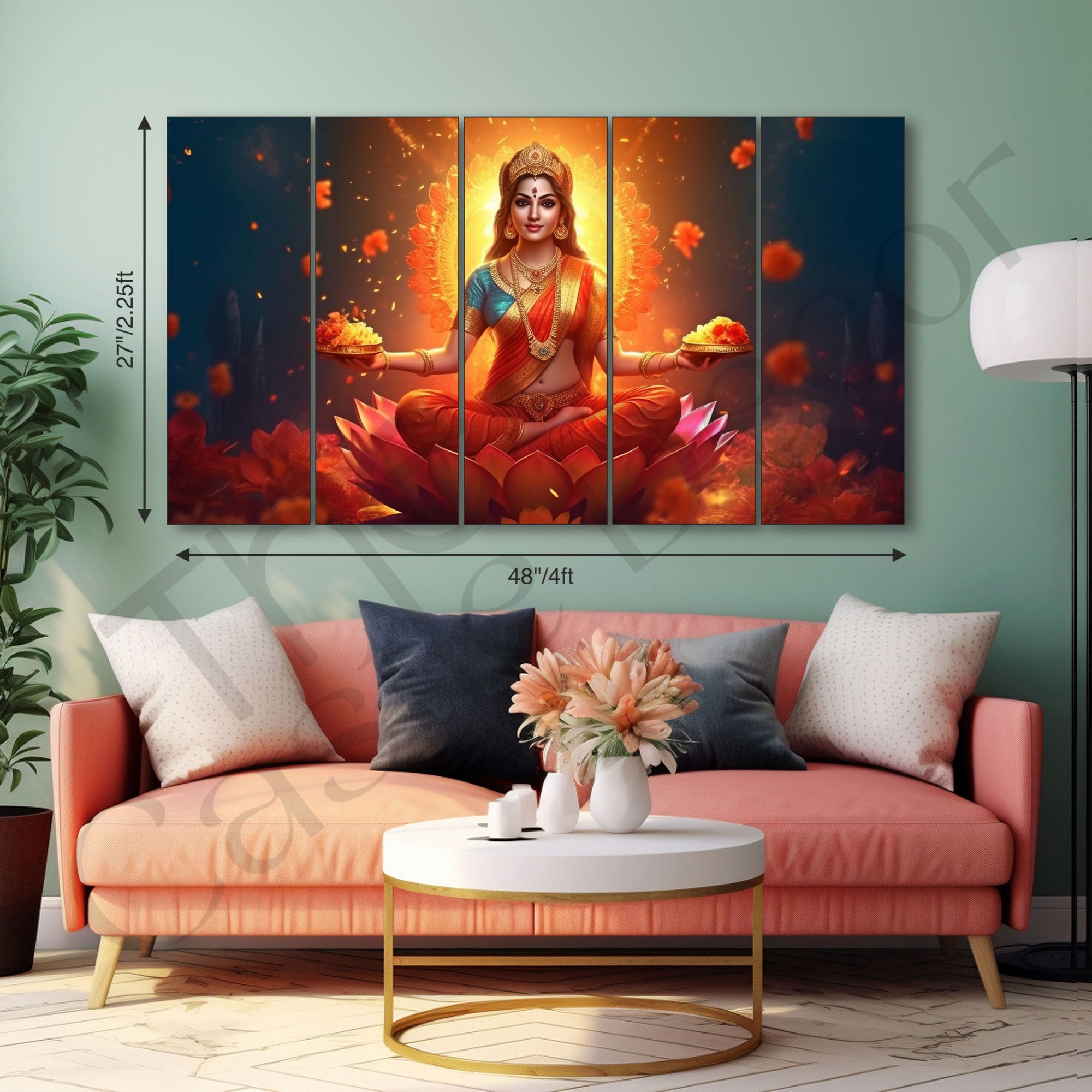 Goddess Laxmi ji Painting with frame Big Size Wall Art for living room,Bedroom,Drawing room,Hotels