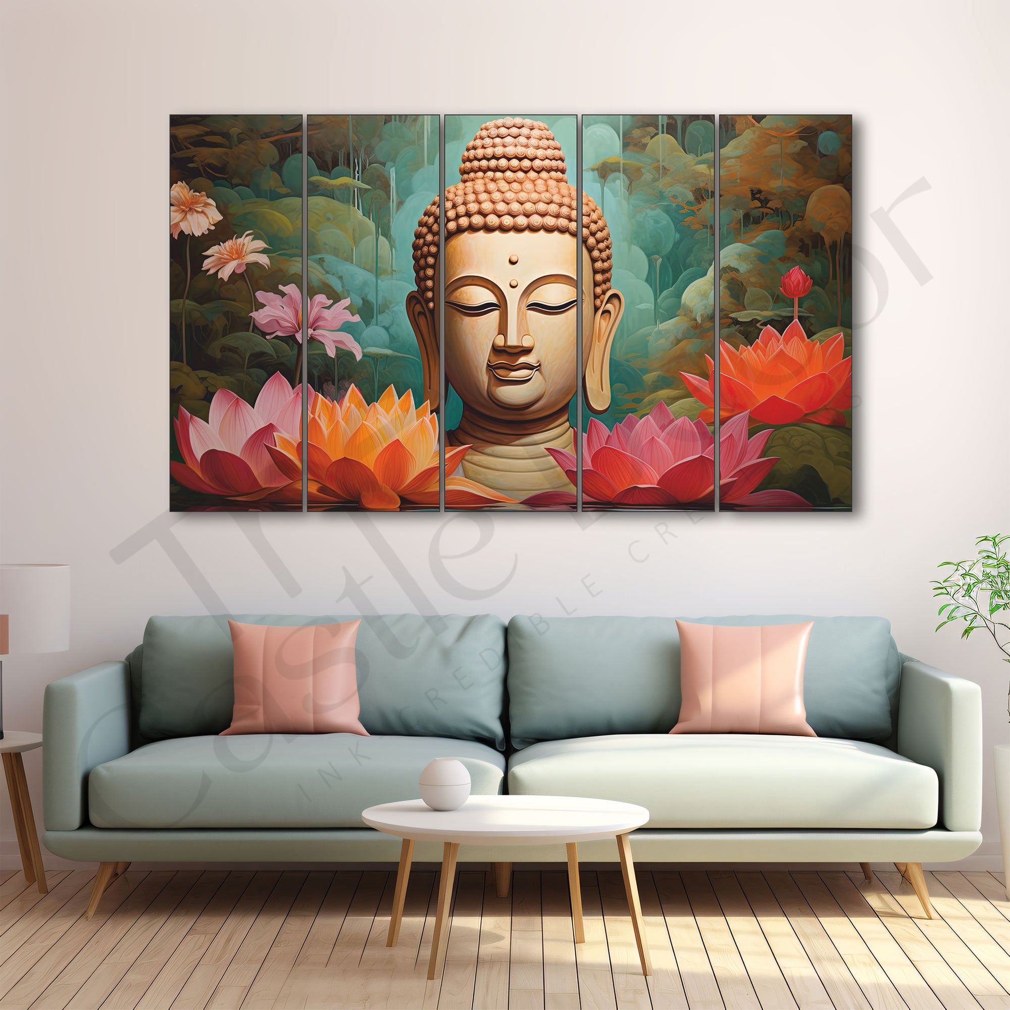 Lord Budha Painting with frame Big Size Wall Art for living room,Bedroom,Drawing room,Hotels