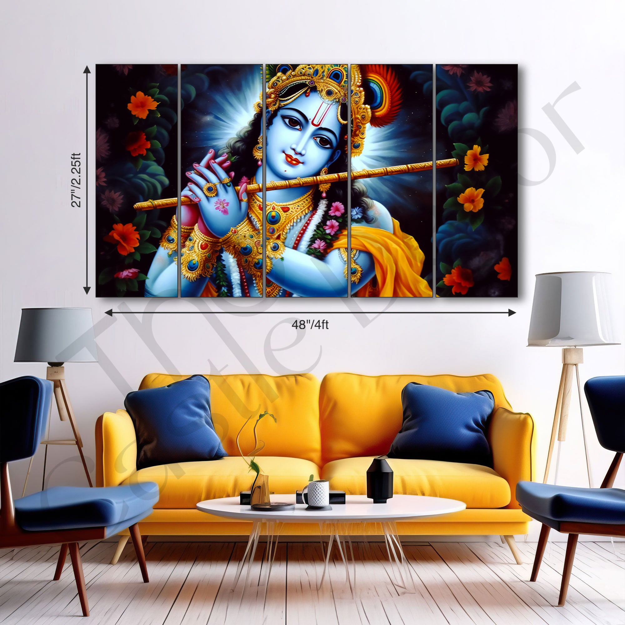 Krishna Ji Painting with frame Big Size Wall Art for living room,Bedroom,Drawing room,Hotels