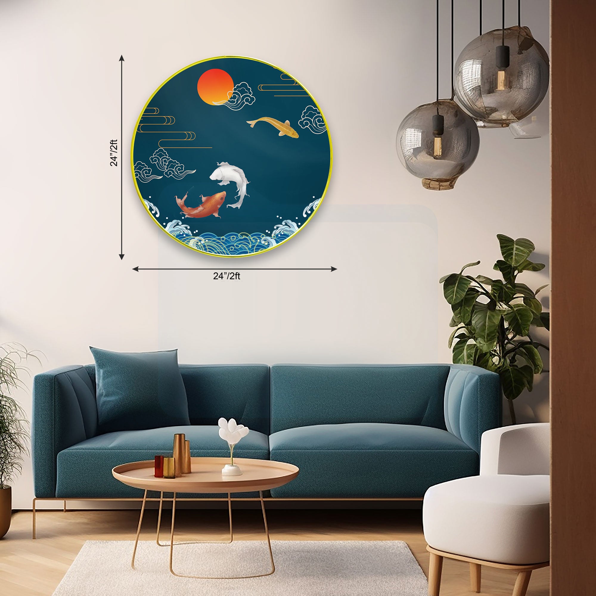 Fishes Sparkle Wooden Wall Plate for Home Decoration Art-20