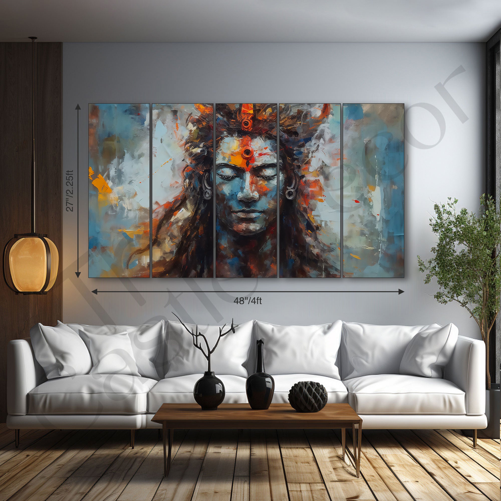 Lord Shiva Painting with frame Big Size Wall Art for living room,Bedroom,Drawing room,Hotels