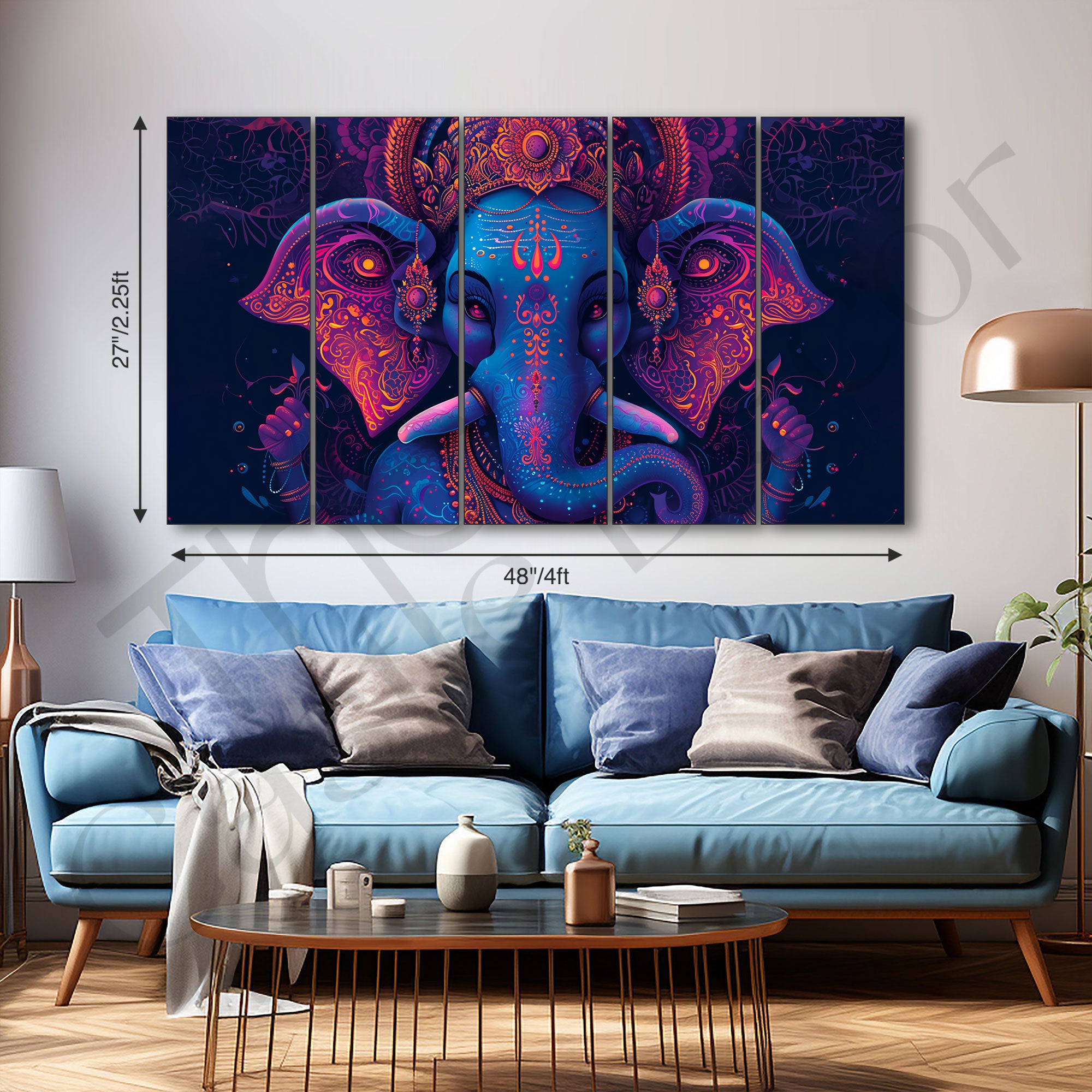 Lord Ganesha Painting with frame Big Size Wall Art for living room,Bedroom,Drawing room,Hotels