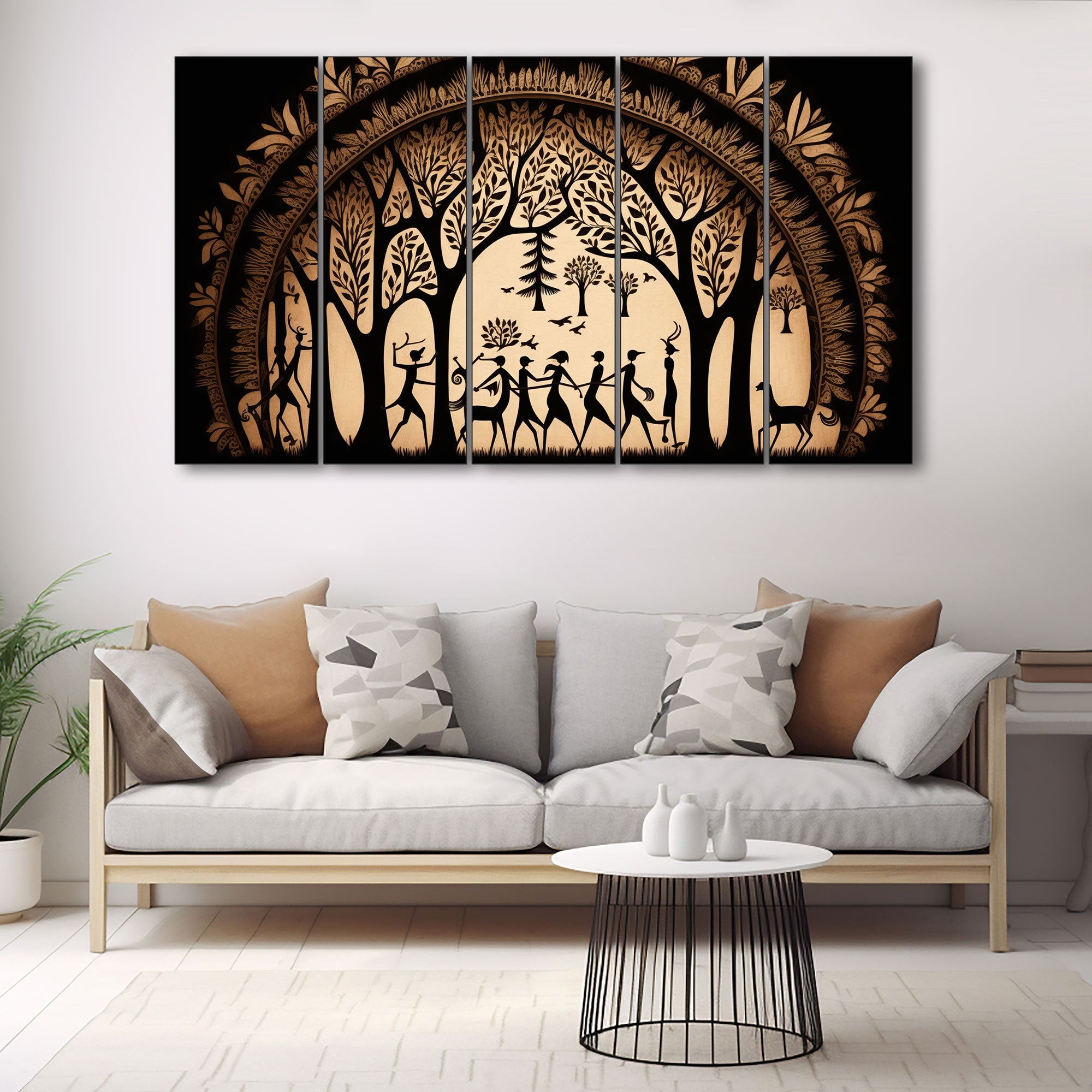 Warli Art Painting with frame Big Size Wall Art for living room,Bedroom,Drawing room,Hotels