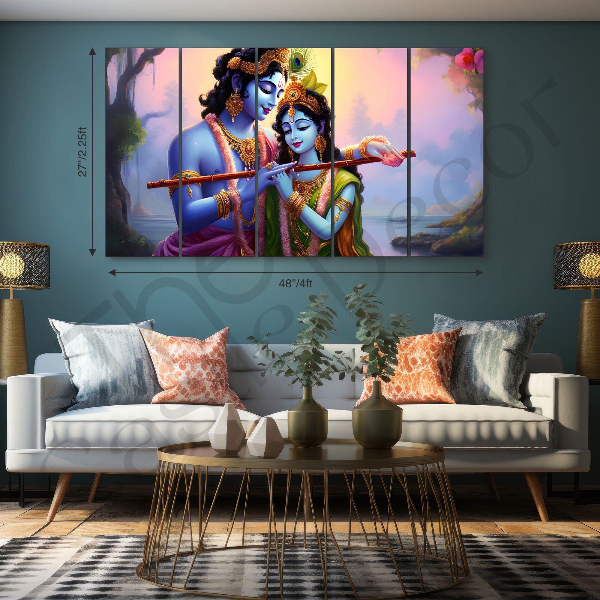 Radha Krishna Painting with frame Big Size Wall Art for living room,Bedroom,Drawing room,Hotels