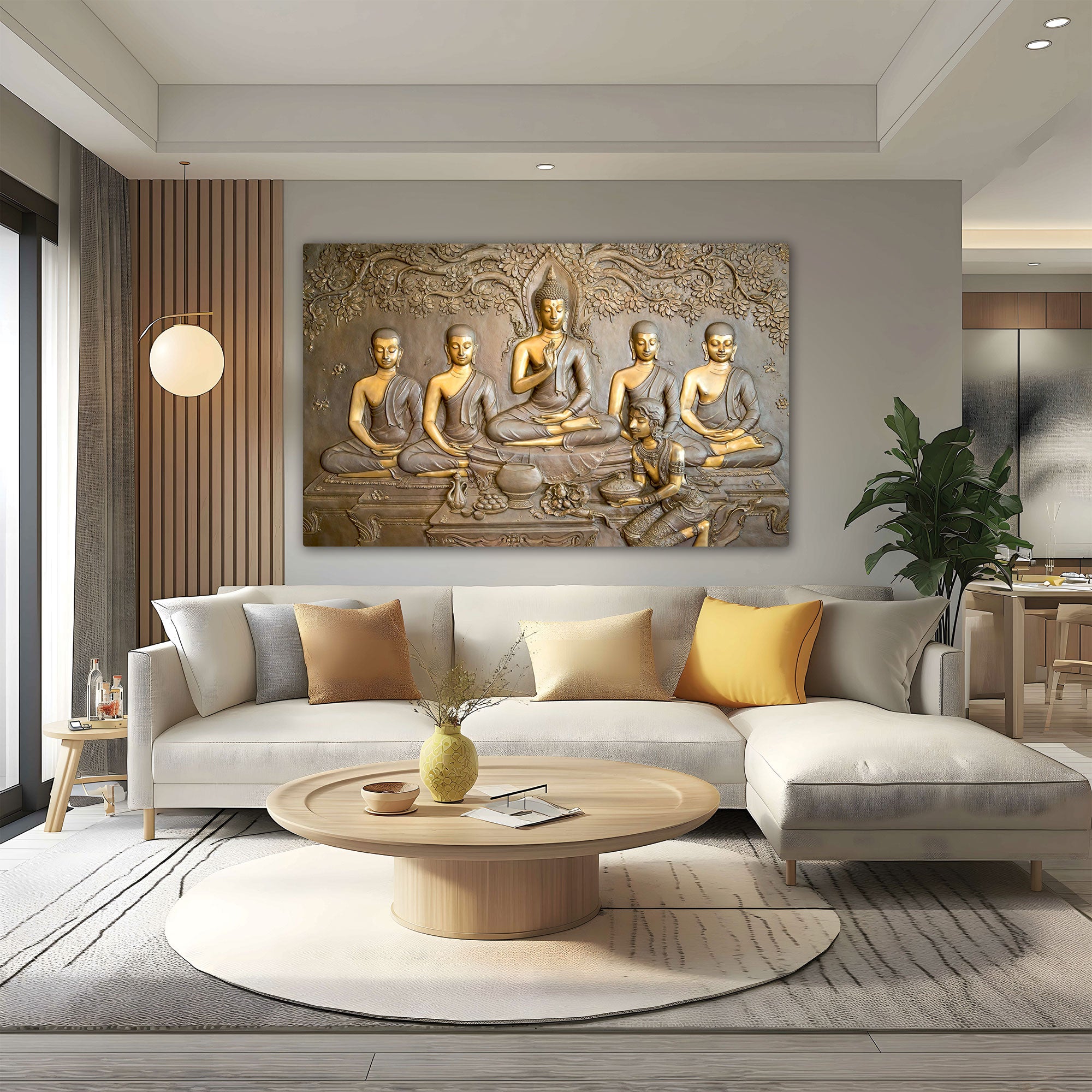 Lord budha Canvas painting with frame Big Size Wall Art for living room,Bedroom,Drawing roomHotels