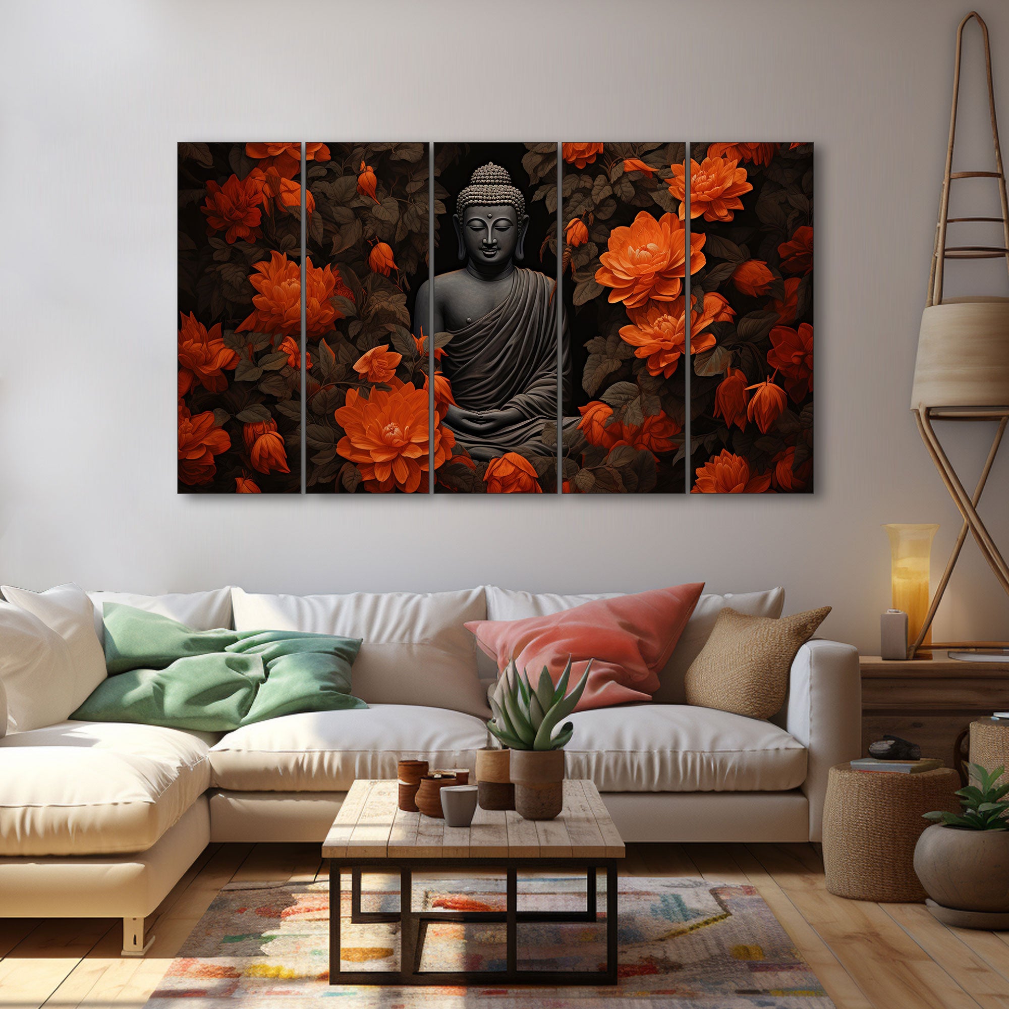 Lord Budha Painting with frame Big Size Wall Art for living room,Bedroom,Drawing room,Hotels