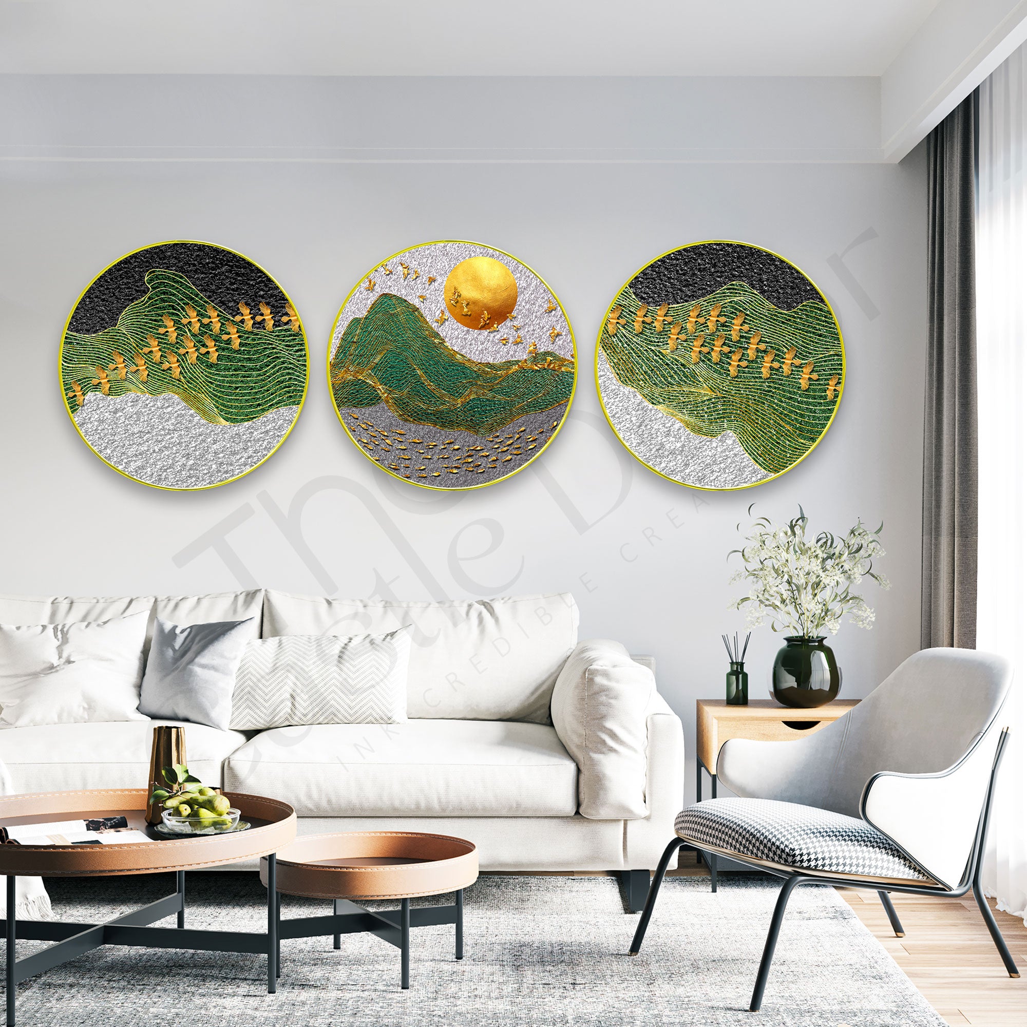 Birds Sparkle Wooden Wall Plates Set of 3 for Home Decoration Art-70