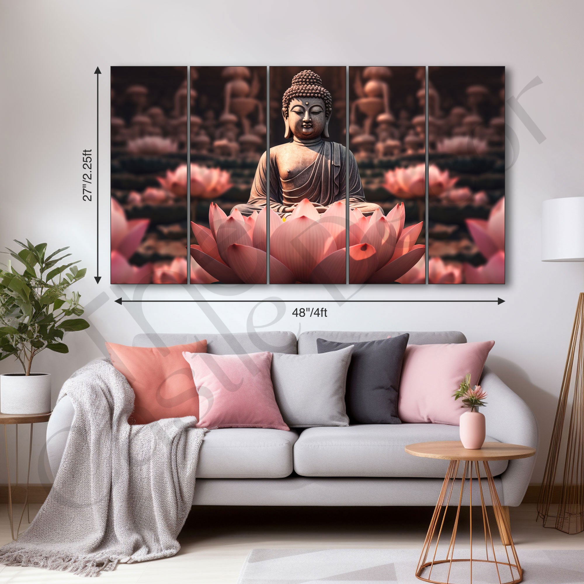 Lord Budha Painting with frame Big Size Wall Art for living room,Bedroom,Drawing room,Hotels