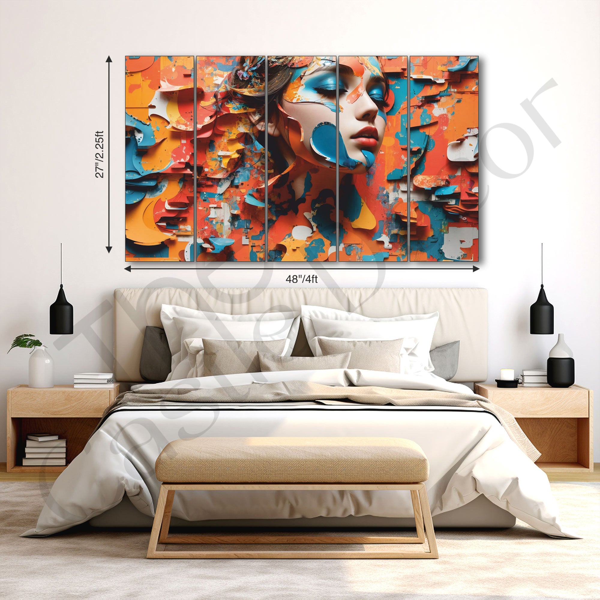 Woman Abstract Painting with frame Big Size Wall Art for living room,Bedroom,Drawing room,Hotels