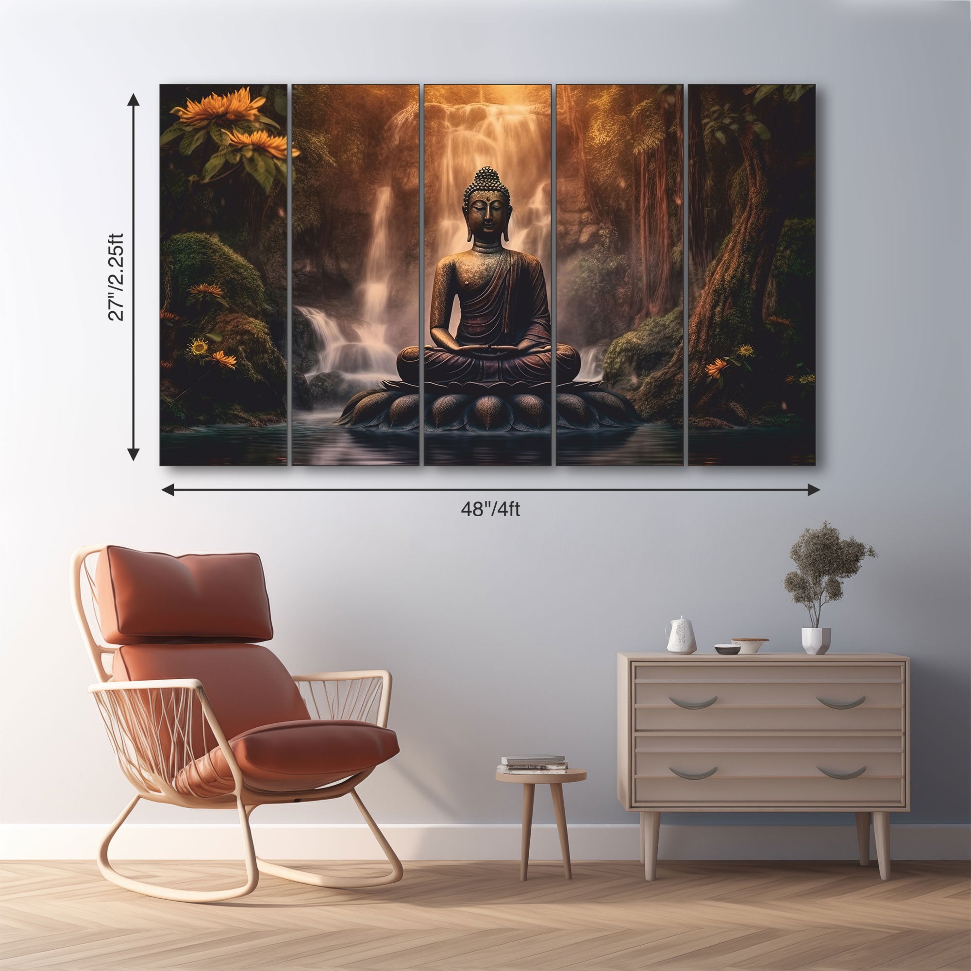 Lord Budha Painting with frame Big Size Wall Art for living room,Bedroom,Drawing room,Hotels
