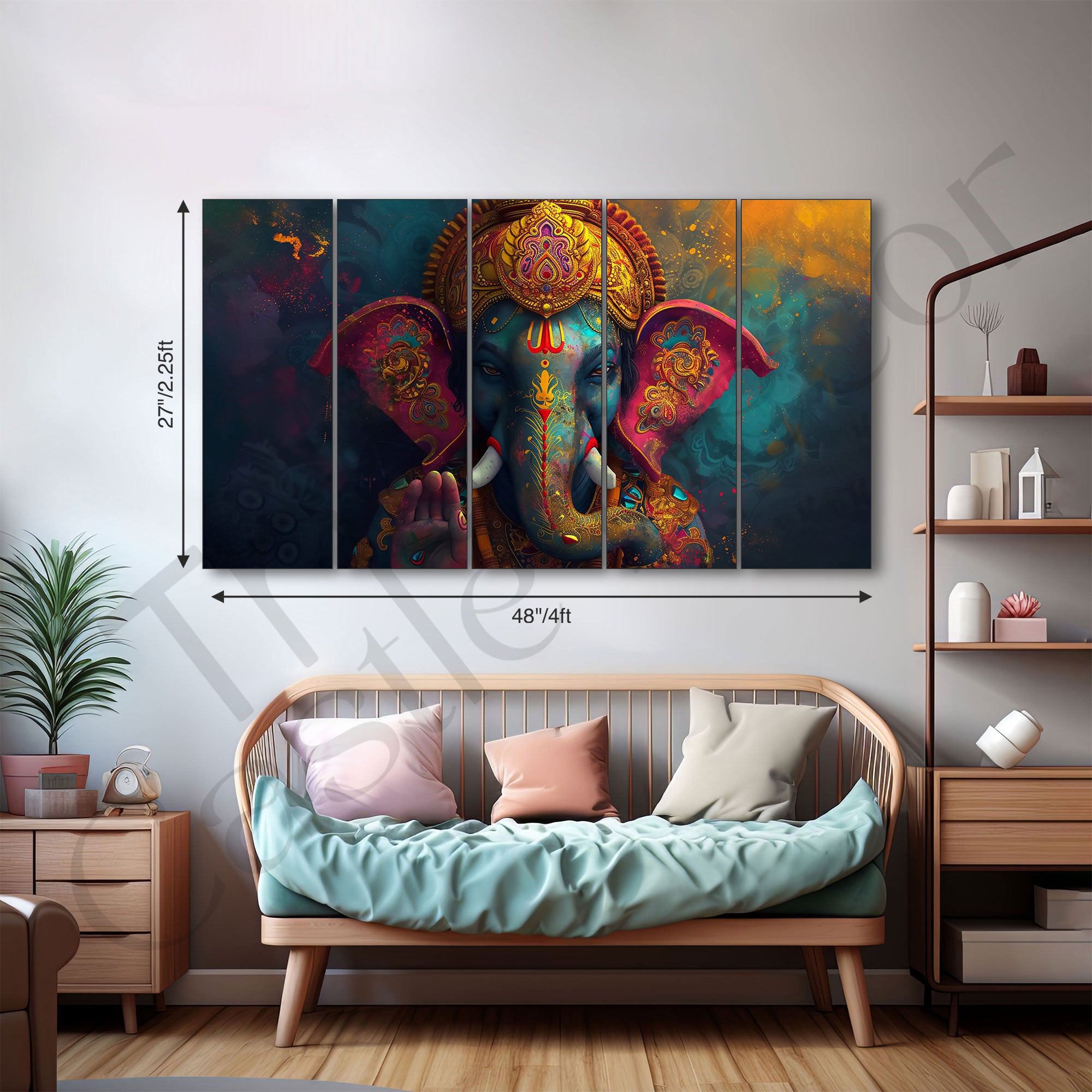 Lord Ganesha Painting with frame Big Size Wall Art for living room,Bedroom,Drawing room,Hotels
