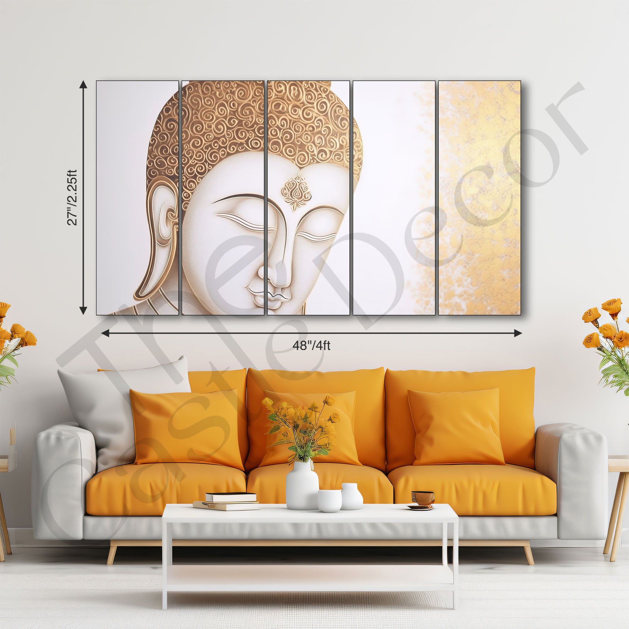 Lord Budha Painting with frame Big Size Wall Art for living room,Bedroom,Drawing room,Hotels