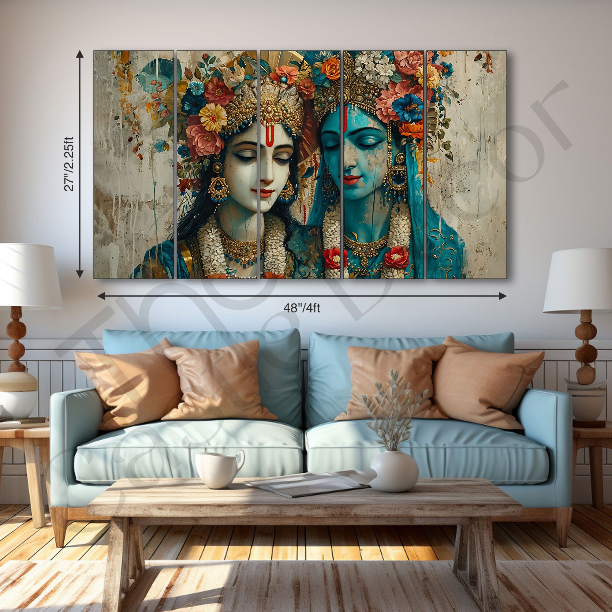Radha Krishna Painting with frame Big Size Wall Art for living room,Bedroom,Drawing room,Hotels