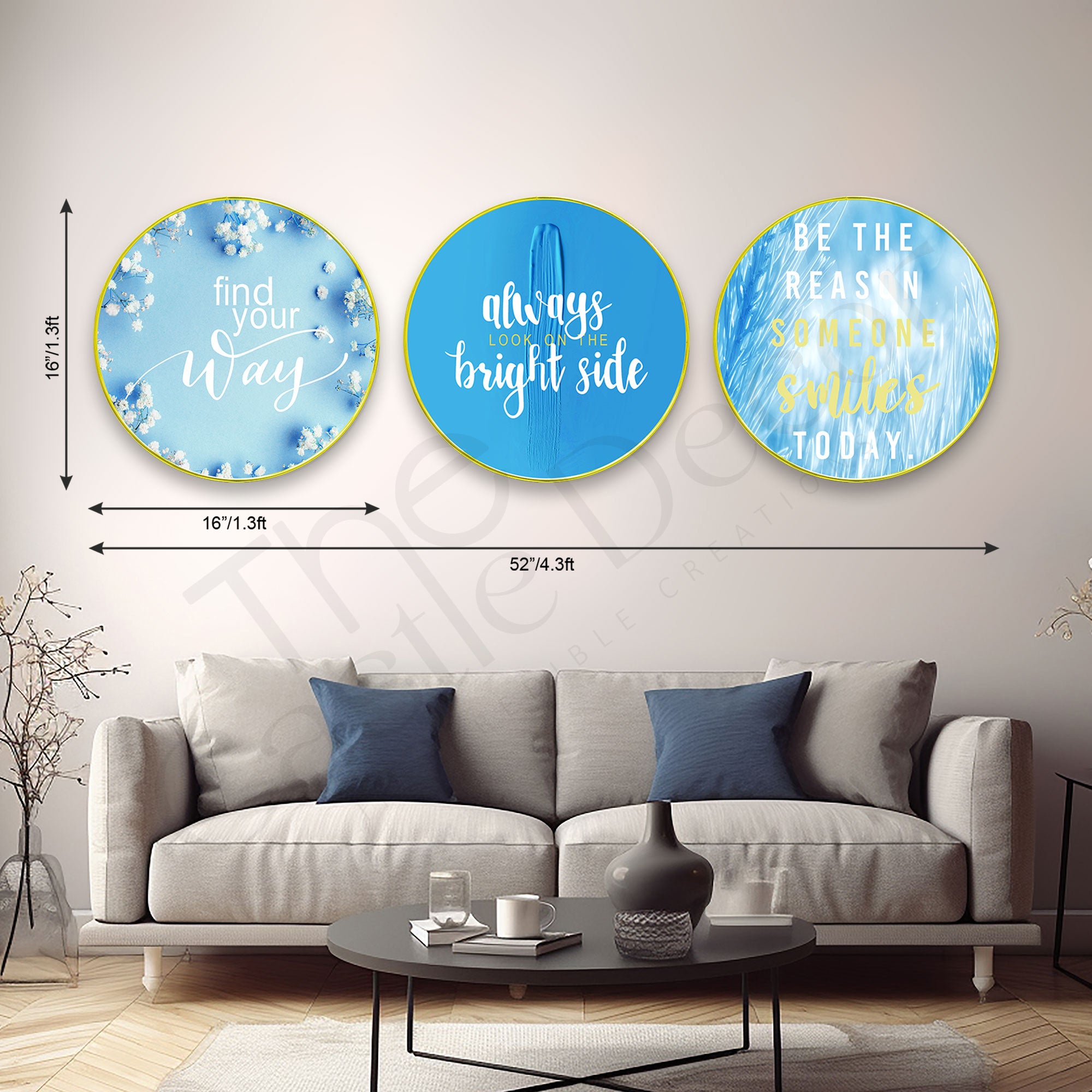 Abstract Sparkle Wooden Wall Plates Set of 3 for Home Decoration Art-68