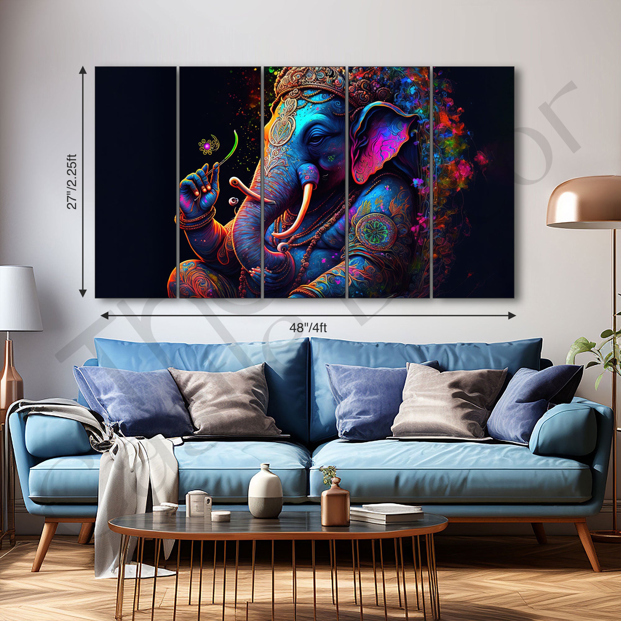 Lord Ganesha Painting with frame Big Size Wall Art for living room,Bedroom,Drawing room,Hotels