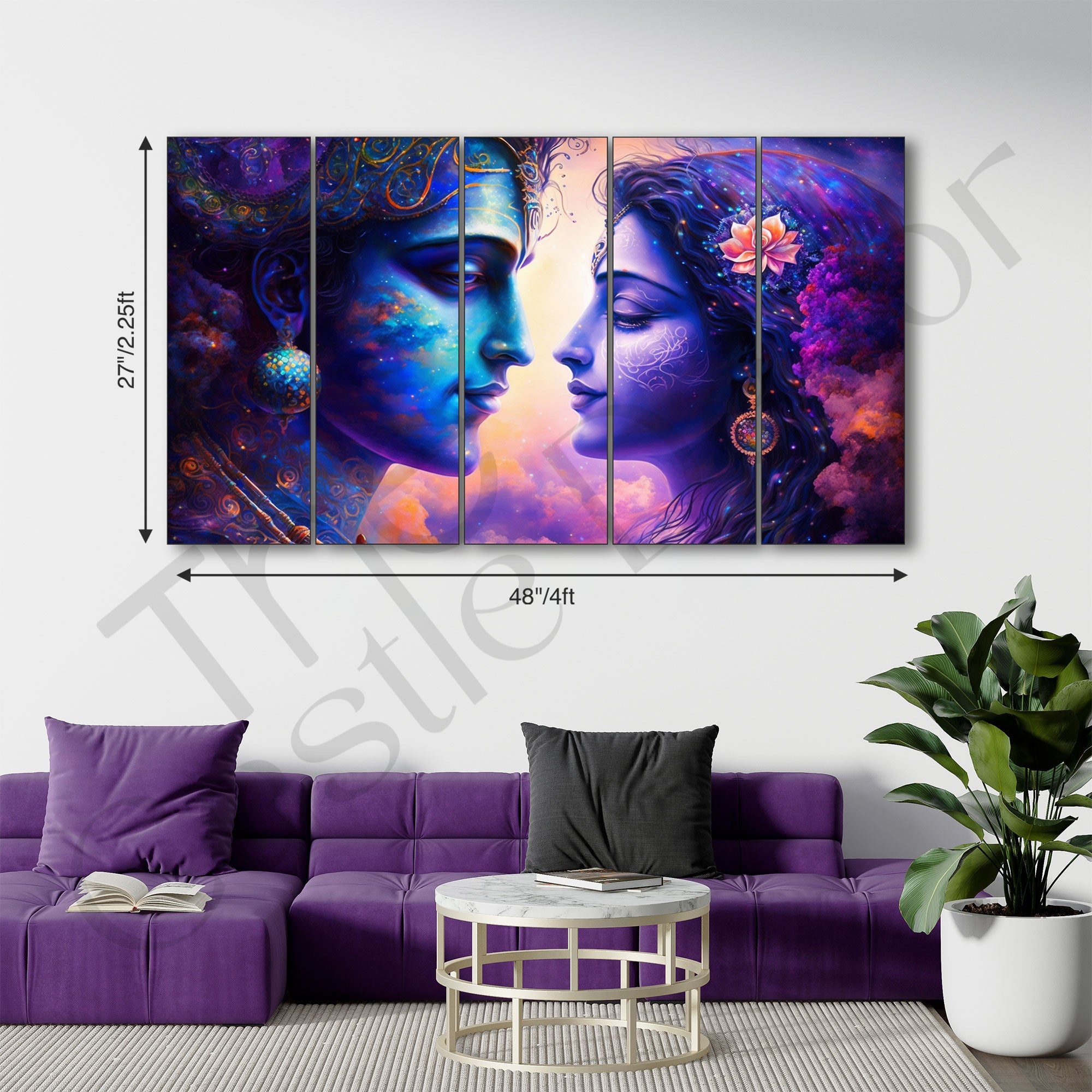 Radha Krishna Painting with frame Big Size Wall Art for living room,Bedroom,Drawing room,Hotels