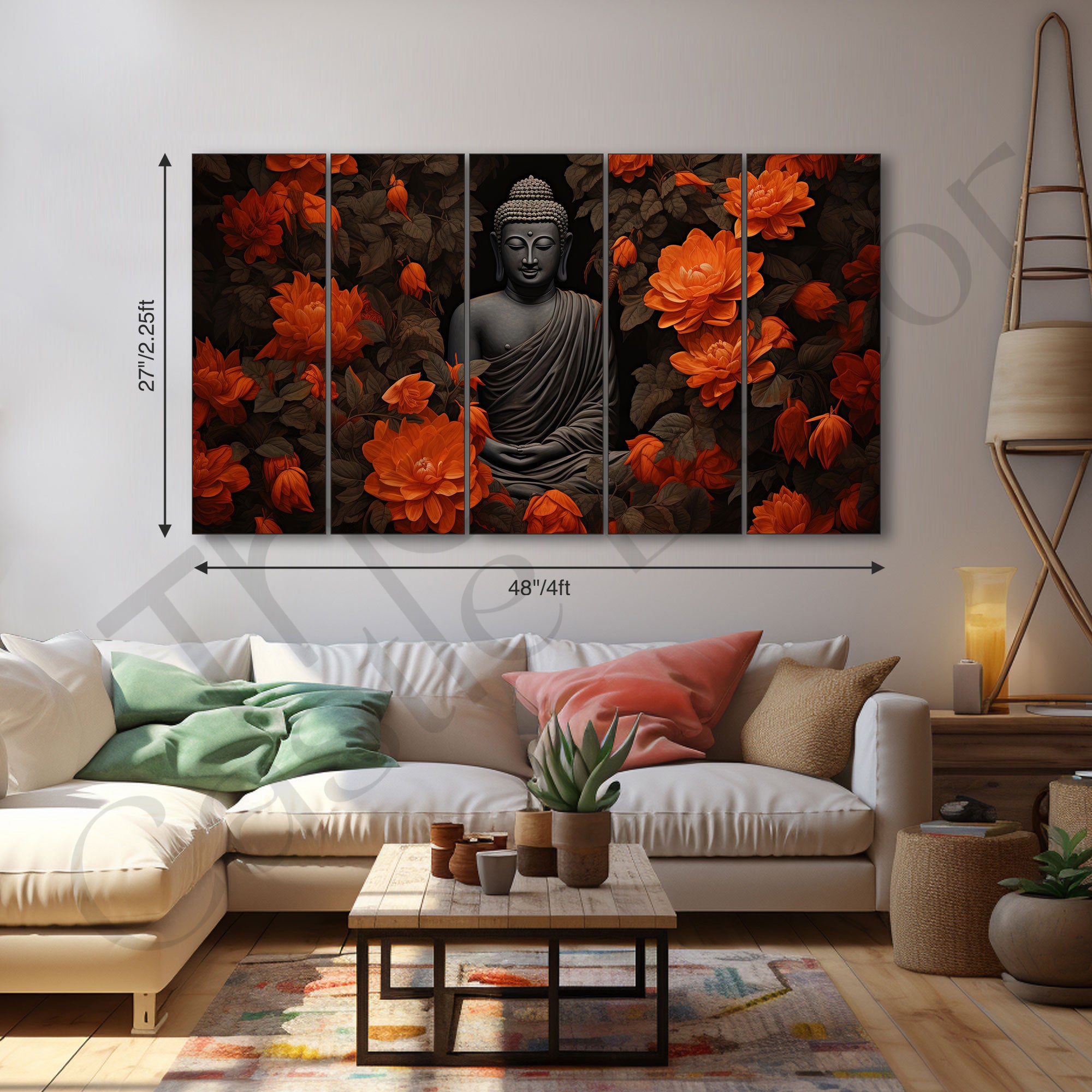 Lord Budha Painting with frame Big Size Wall Art for living room,Bedroom,Drawing room,Hotels