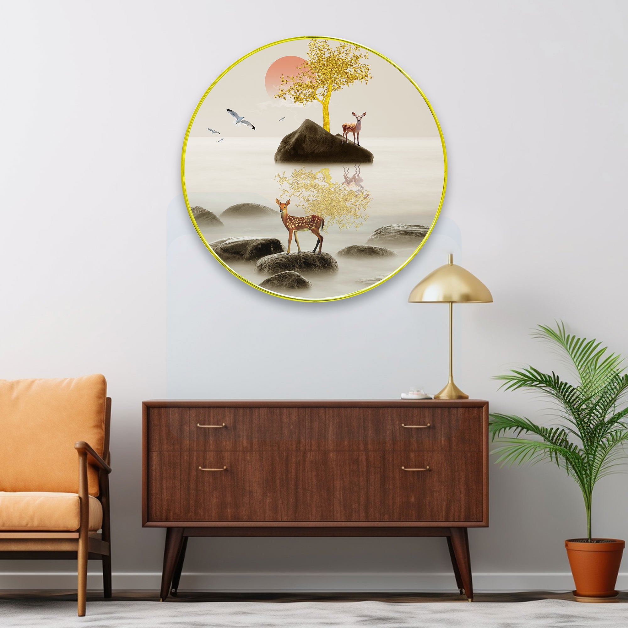 Deer Sparkle Wooden Wall Plate for Home Decoration Art-06