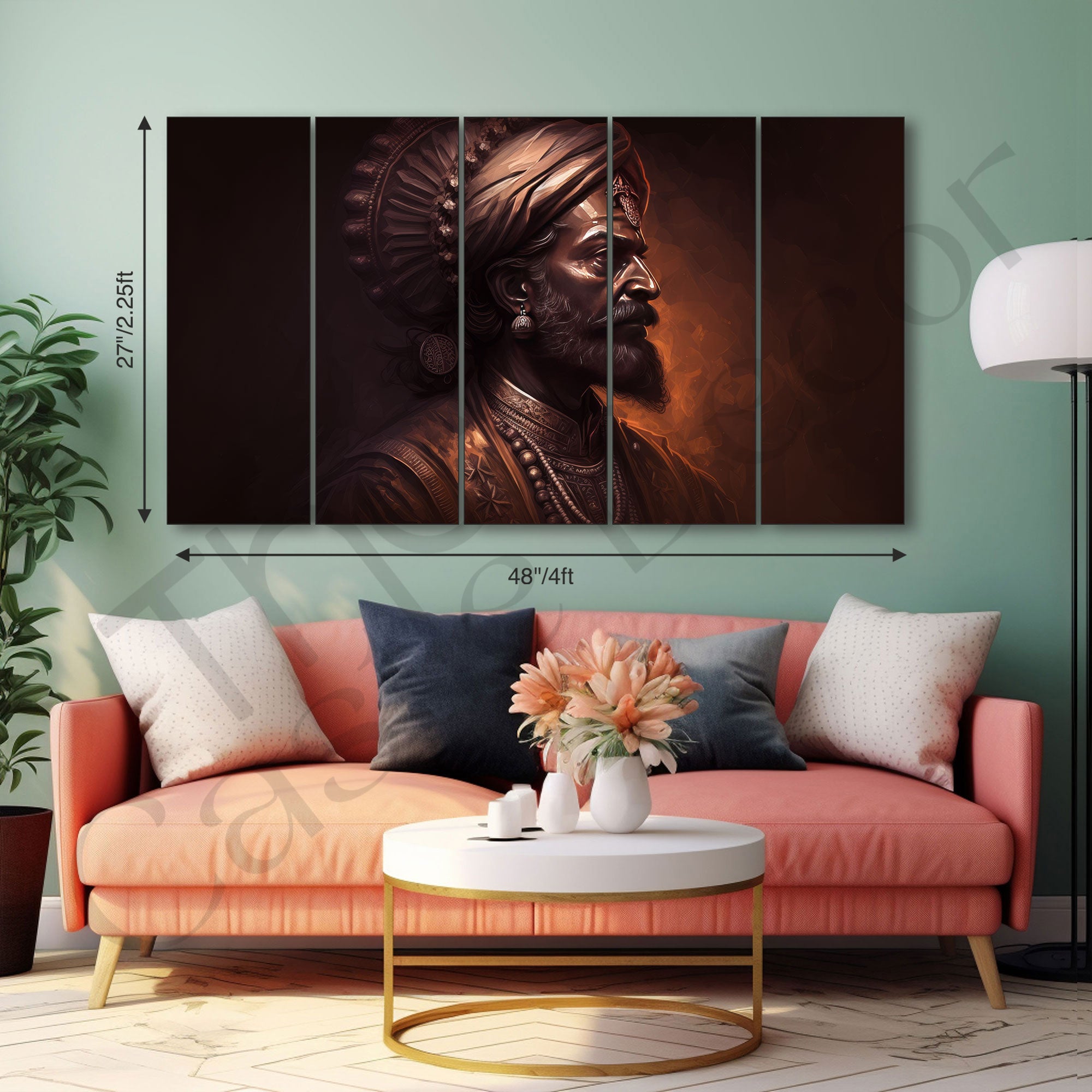 Shiva ji Maharaj Painting with frame Big Size Wall Art for living room,Bedroom,Drawing room,Hotels