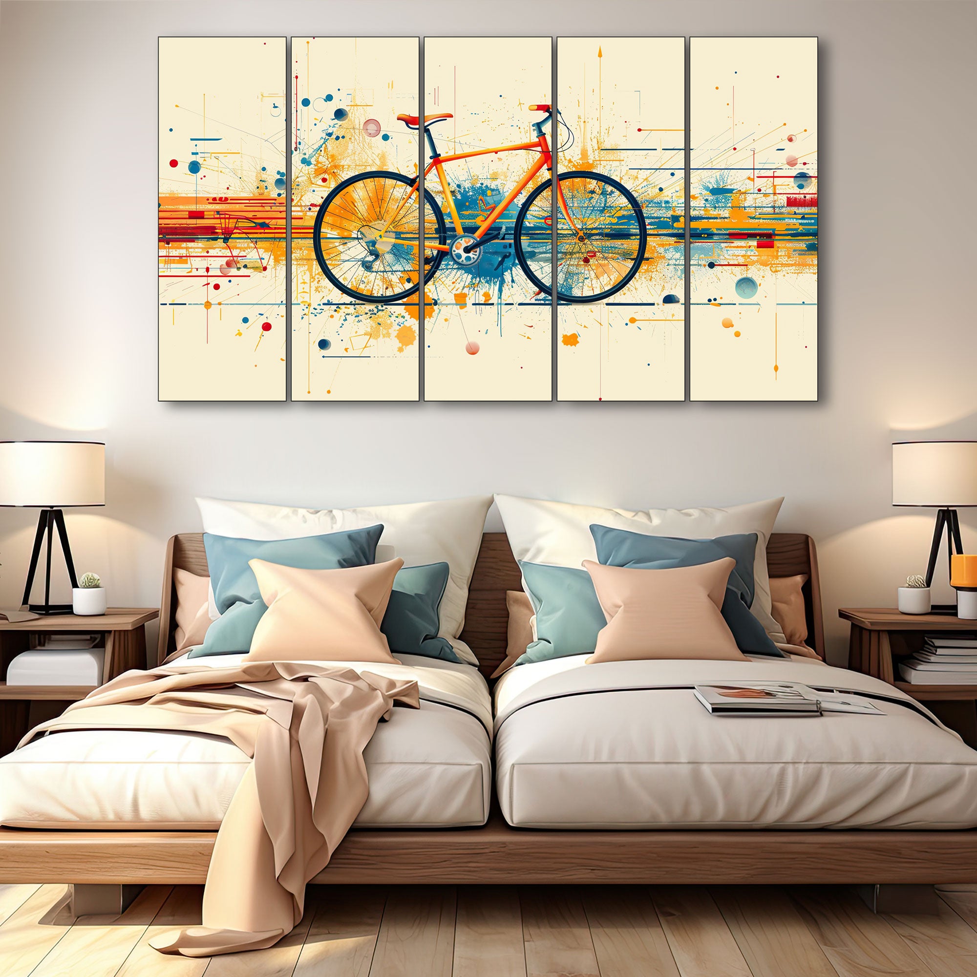 Cycle Painting with frame Big Size Wall Art for living room,Bedroom,Drawing room,Hotels
