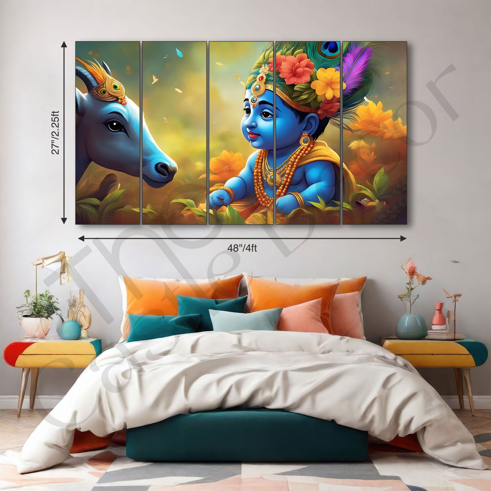 Bal Gopal Painting with frame Big Size Wall Art for living room,Bedroom,Drawing room,Hotels
