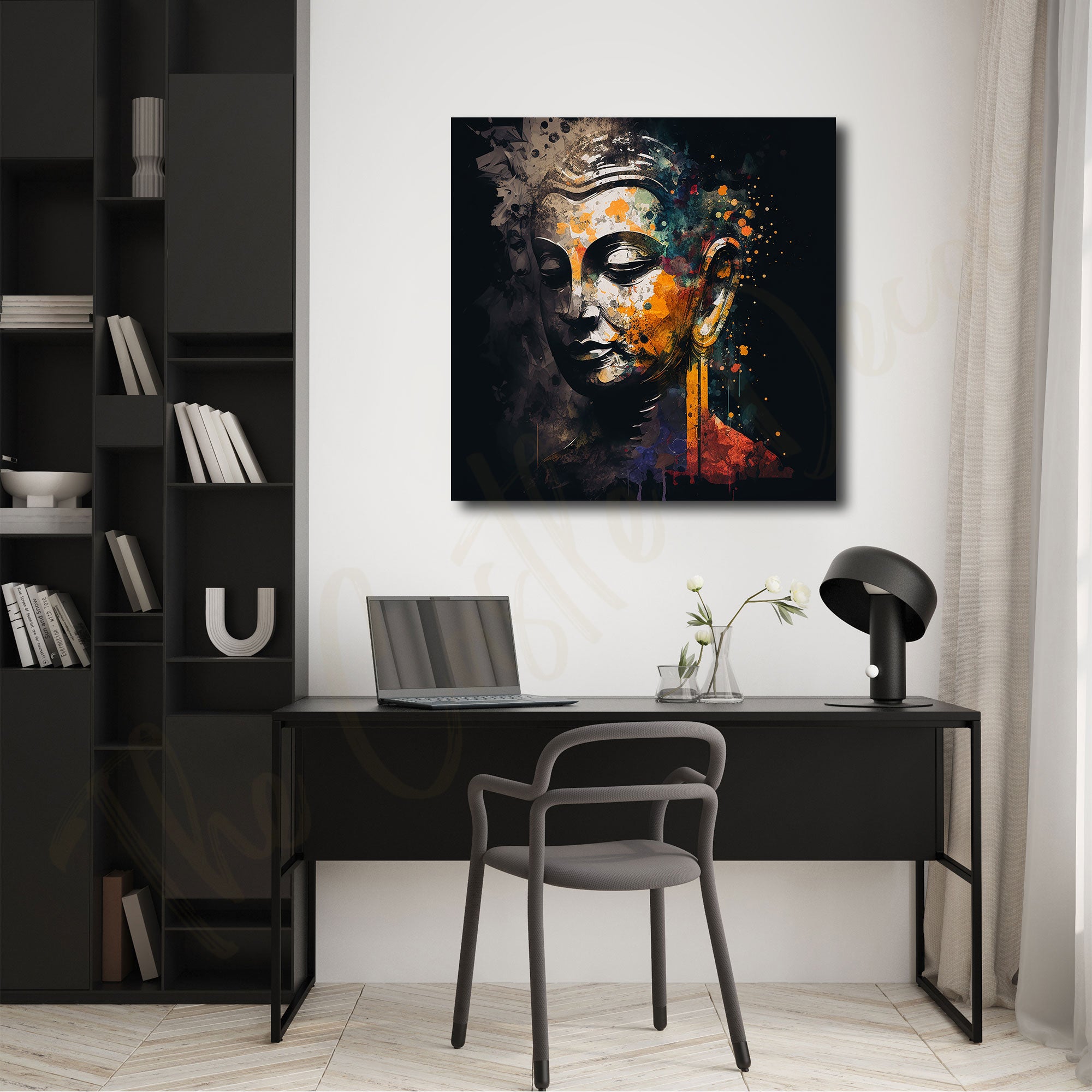 Lord Budha painting with frame Big Size Wall Art for living room,Bedroom,Drawing room,Hotels